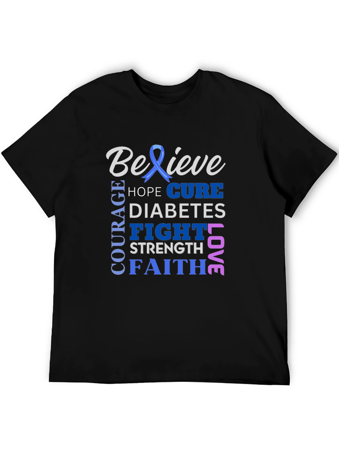 Believe Diabetes Awareness Ribbon T-Shirt