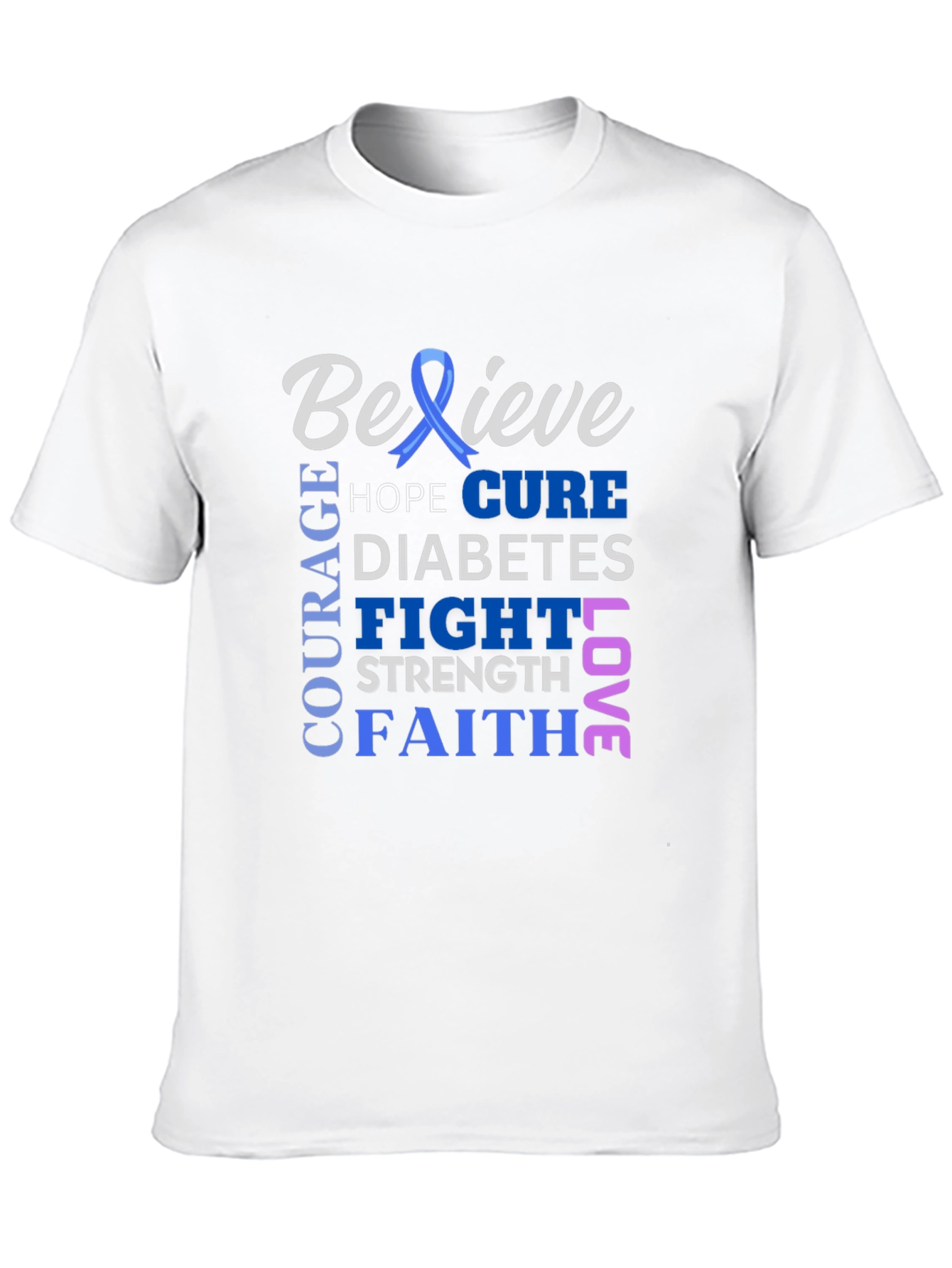 Believe Diabetes Awareness Ribbon T-Shirt