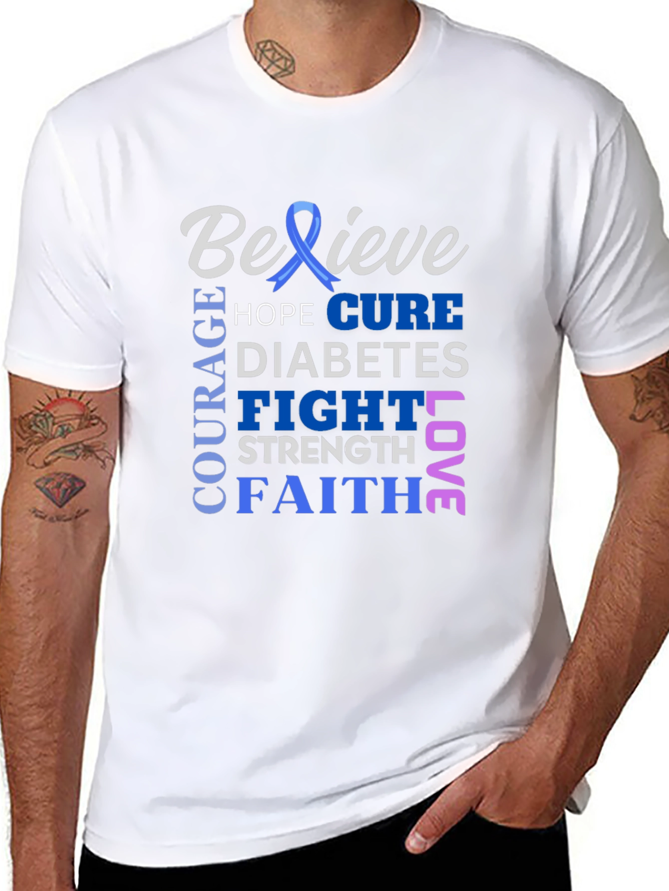 Believe Diabetes Awareness Ribbon T-Shirt
