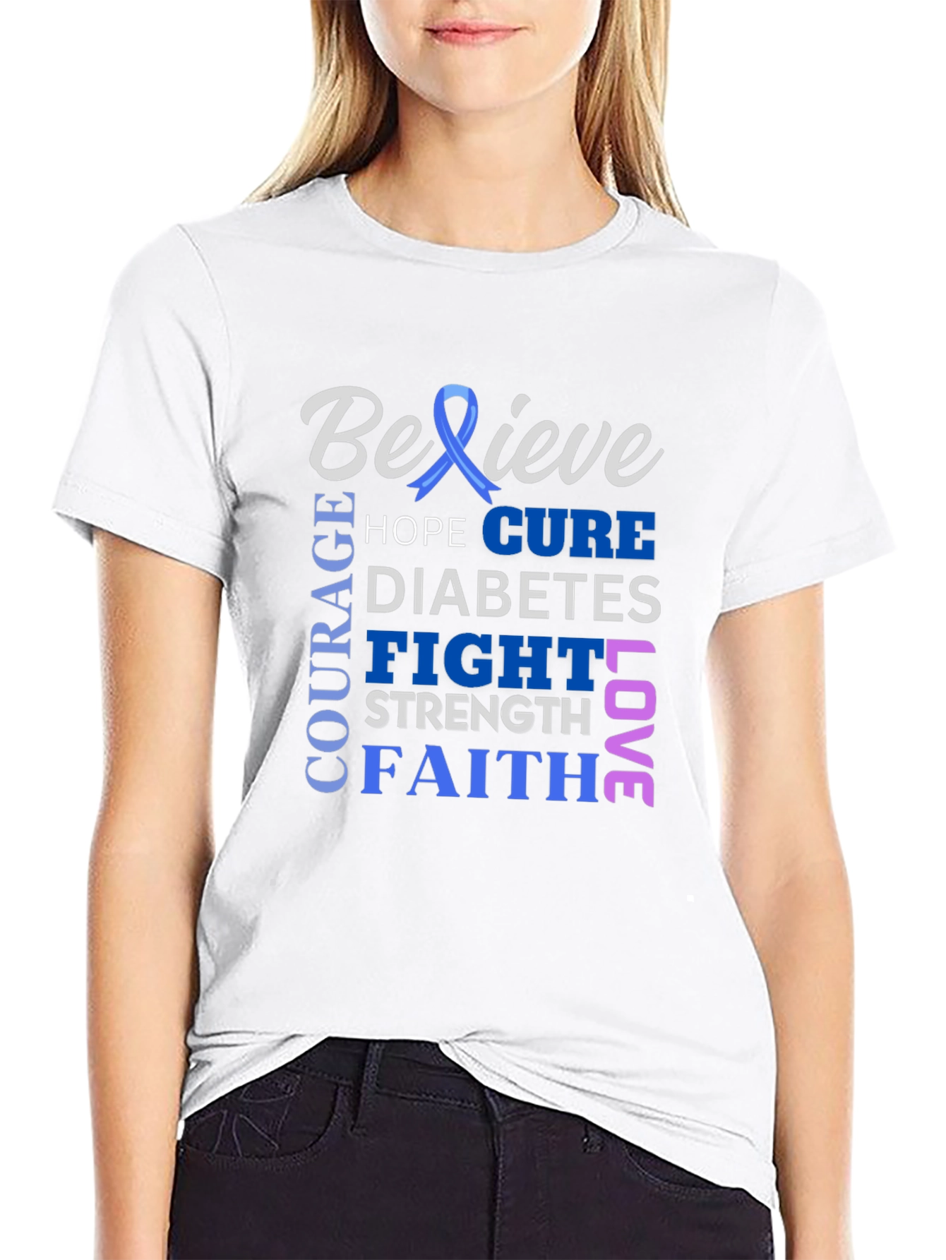 Believe Diabetes Awareness Ribbon T-Shirt