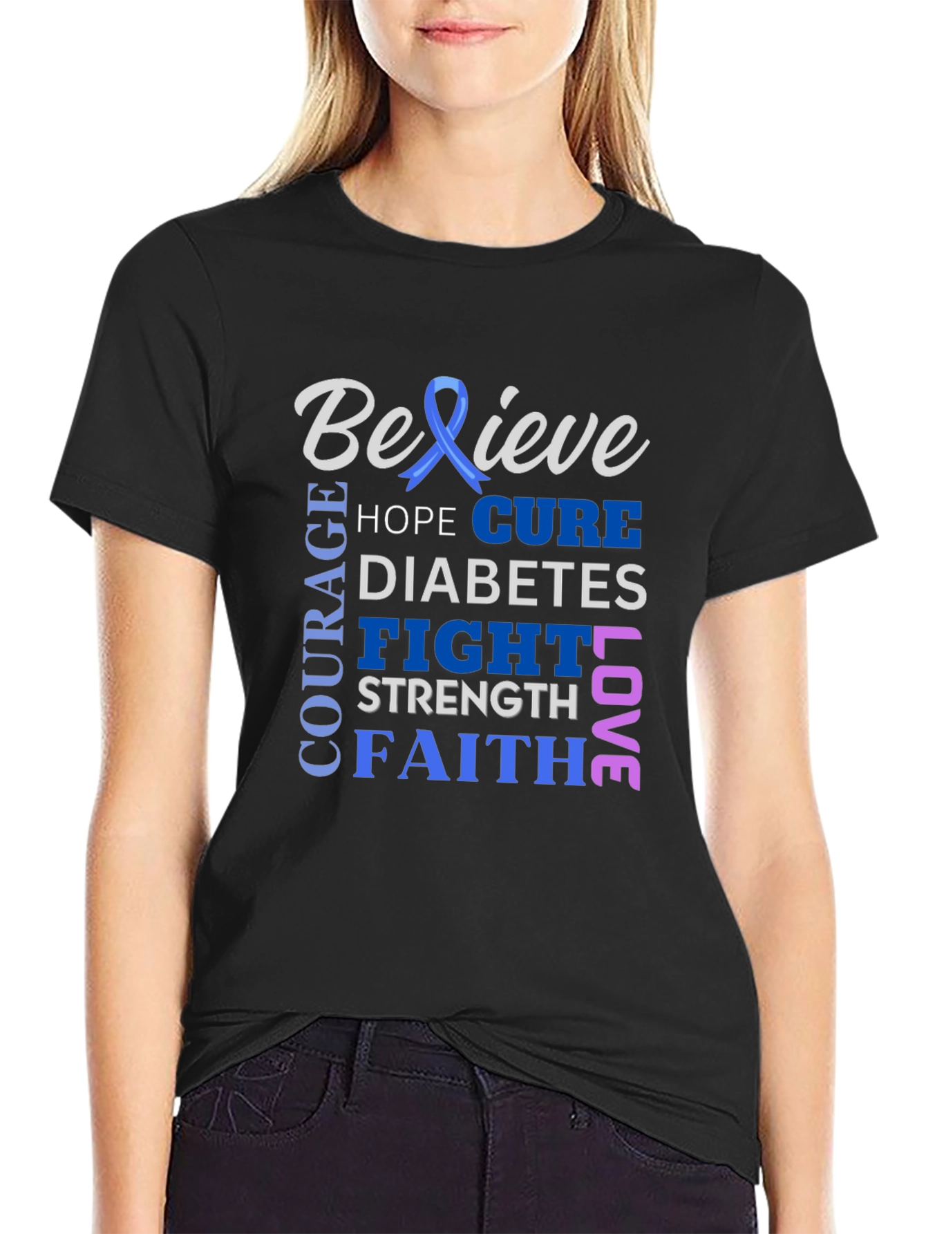 Believe Diabetes Awareness Ribbon T-Shirt