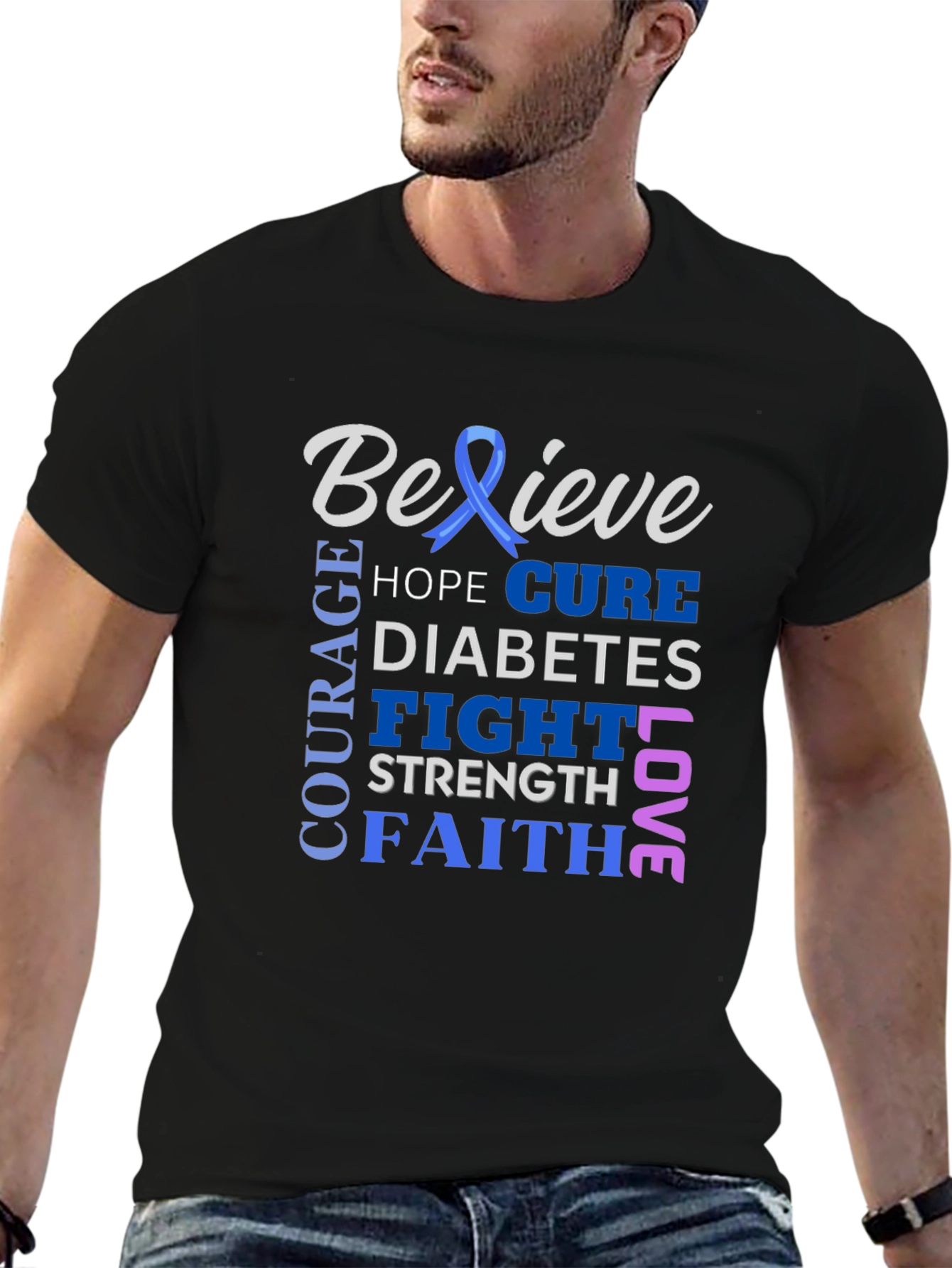 Believe Diabetes Awareness Ribbon T-Shirt