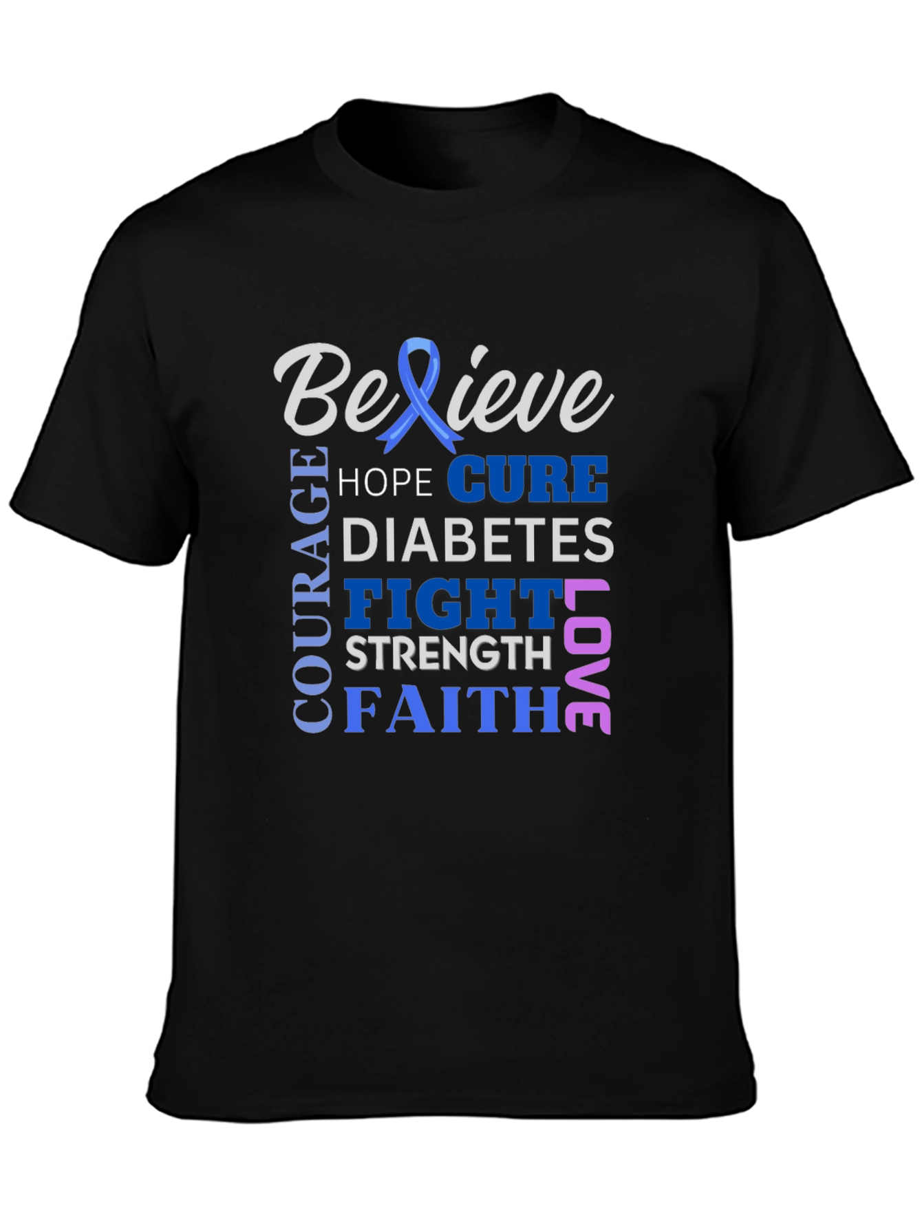 Believe Diabetes Awareness Ribbon T-Shirt