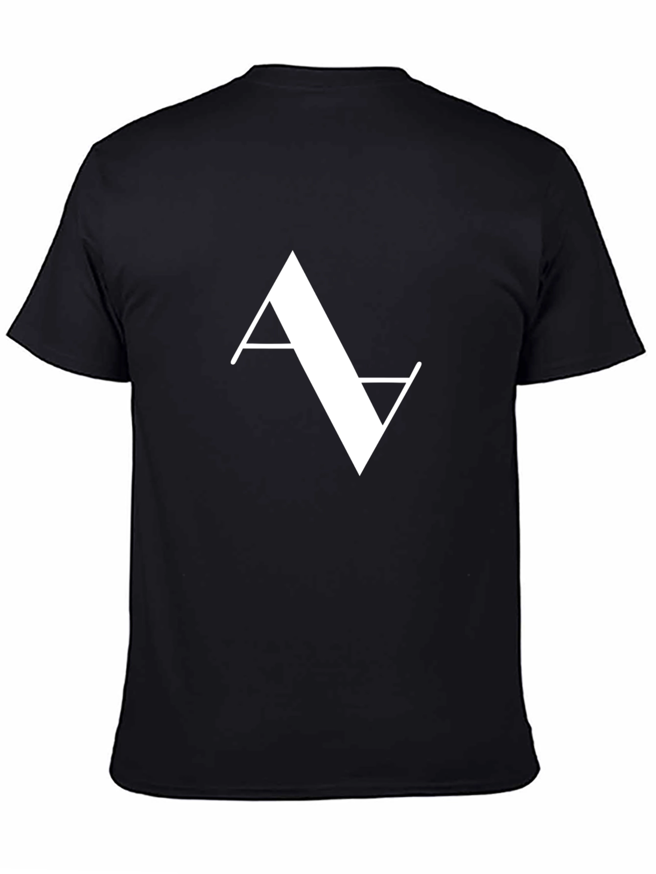 Modern Minimalist White Logo Print Black T-Shirt
