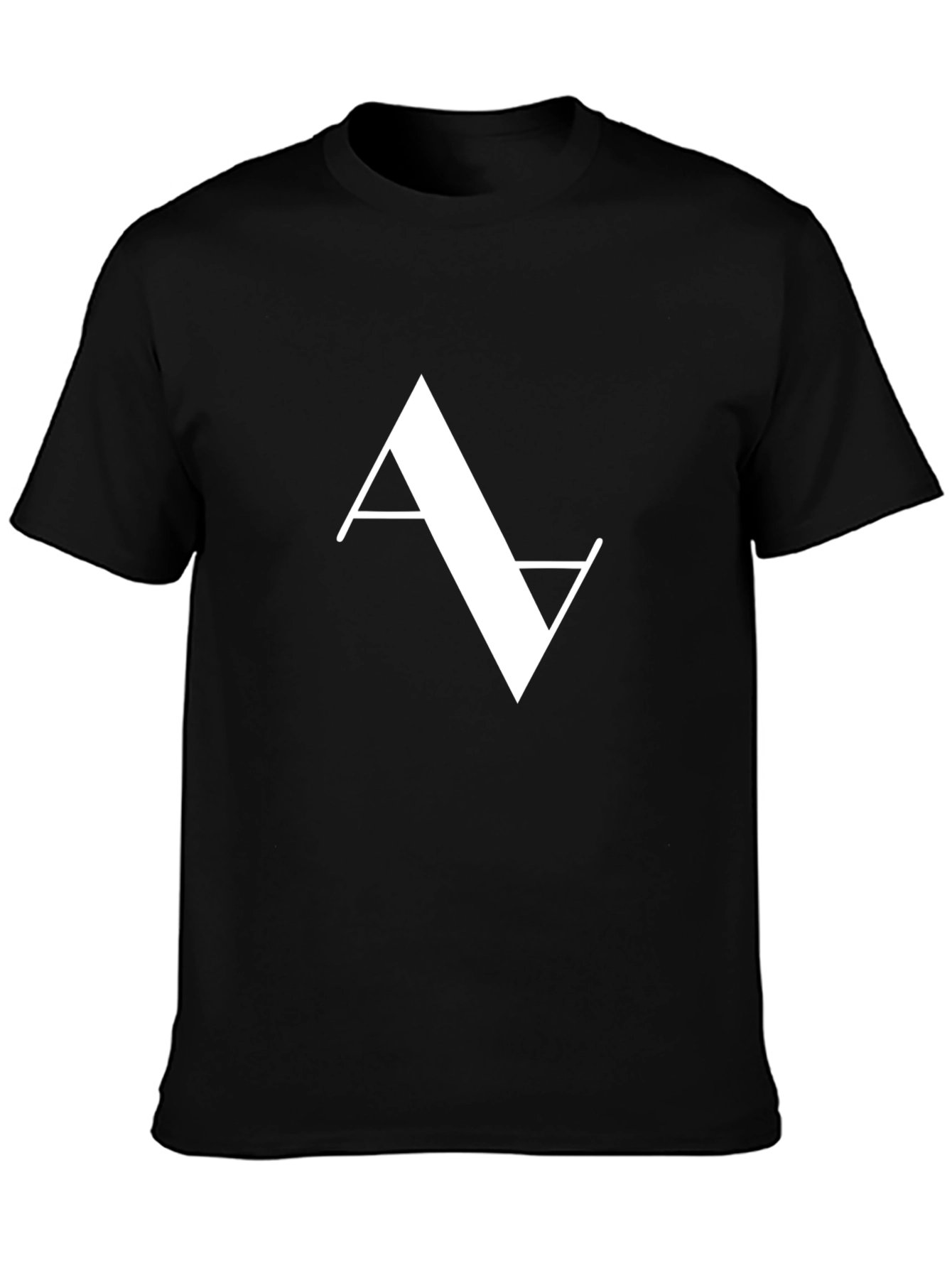 Modern Minimalist White Logo Print Black T-Shirt