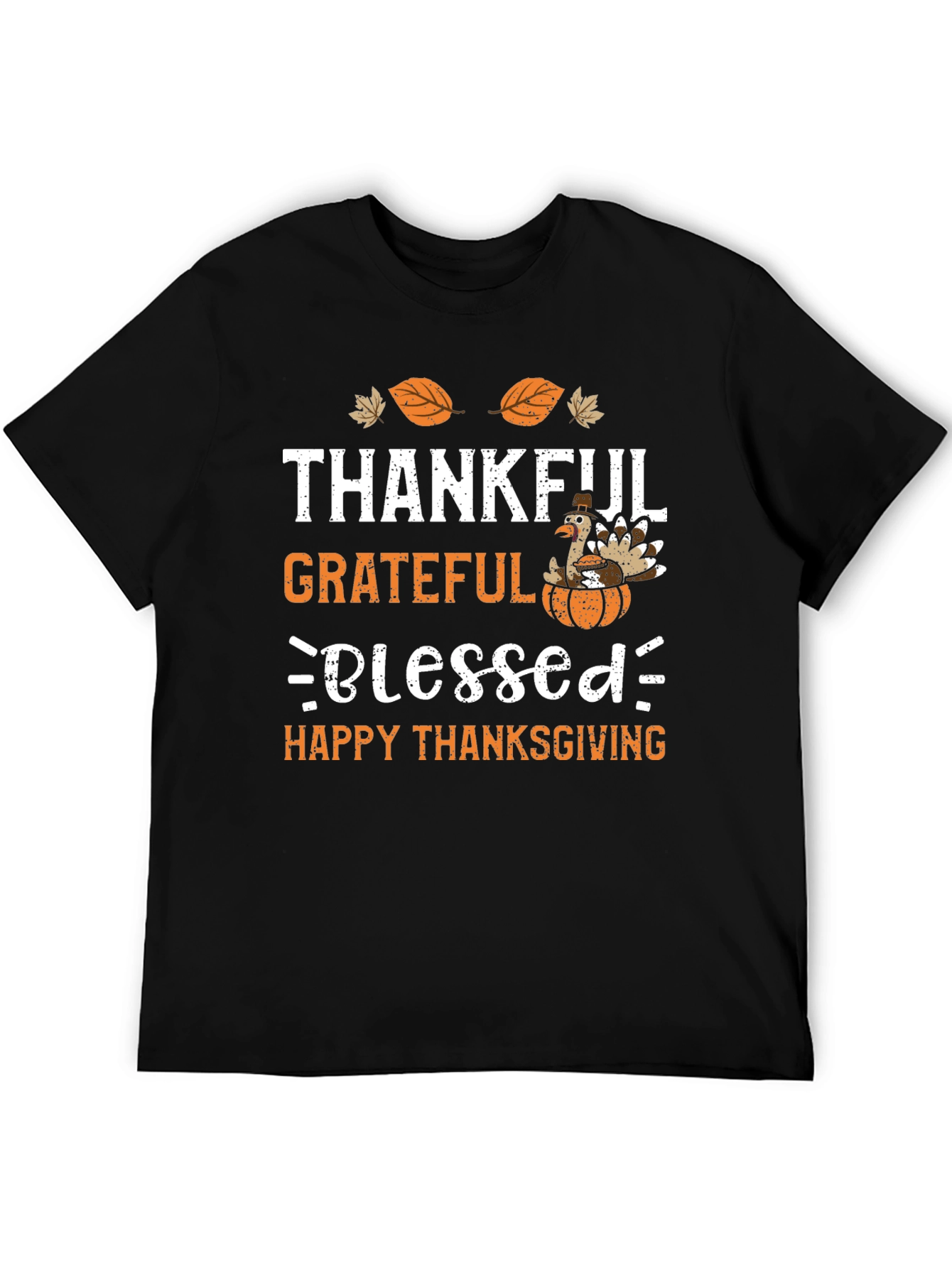 Thanksgiving Turkey T-Shirt: Thankful Grateful Blessed