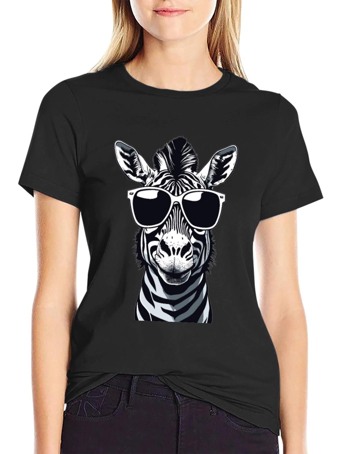 Cool Zebra Graphic Tee - Mens Black T-Shirt