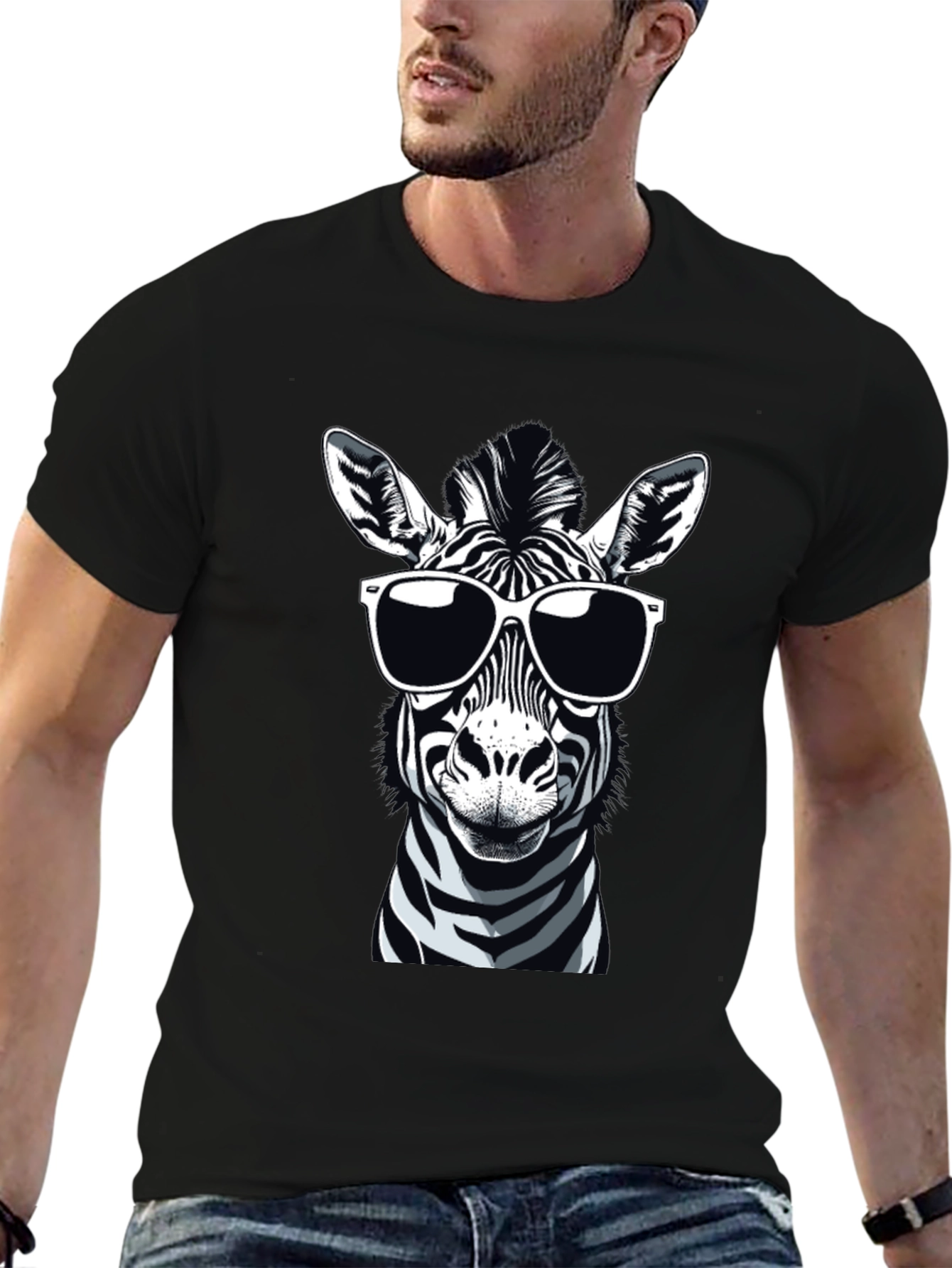 Cool Zebra Graphic Tee - Mens Black T-Shirt