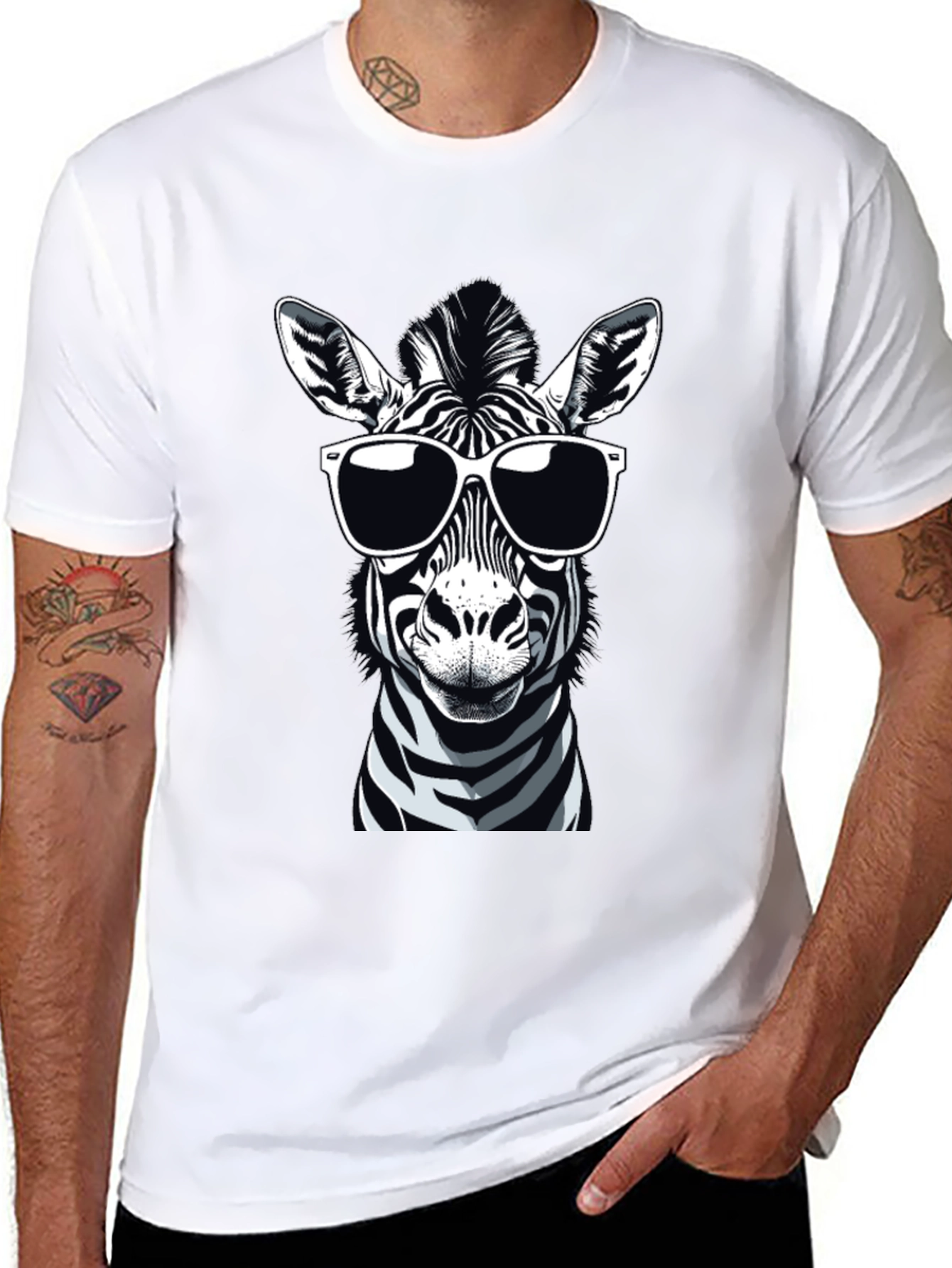Cool Zebra Graphic Tee - Mens Black T-Shirt