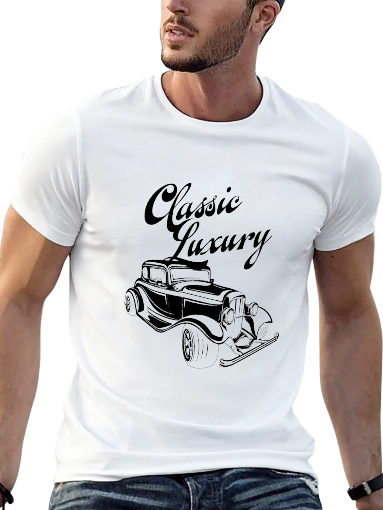 Classic Luxury Car Graphic Tee - Mens Black T-Shirt