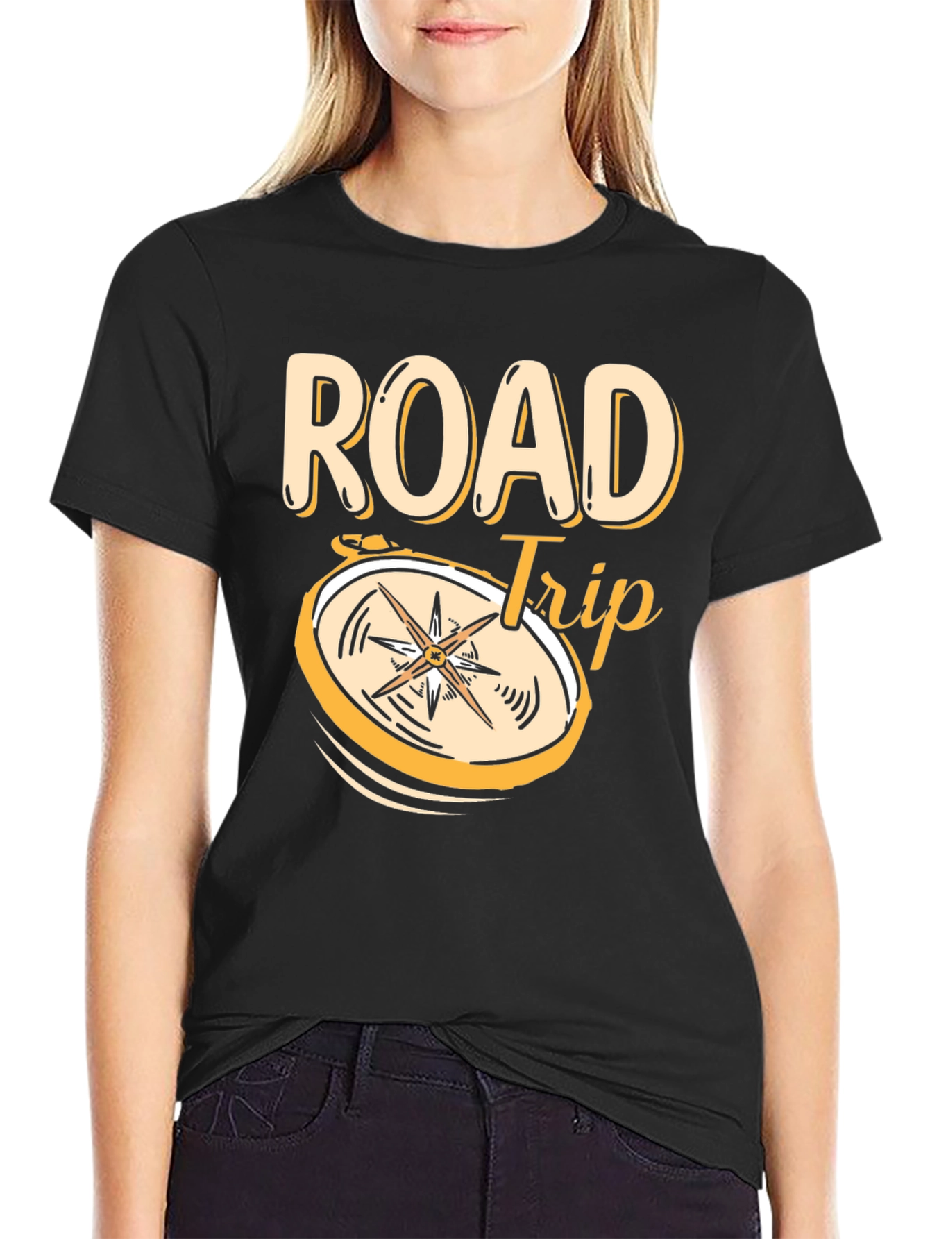 Road Trip Compass Graphic Tee - Black