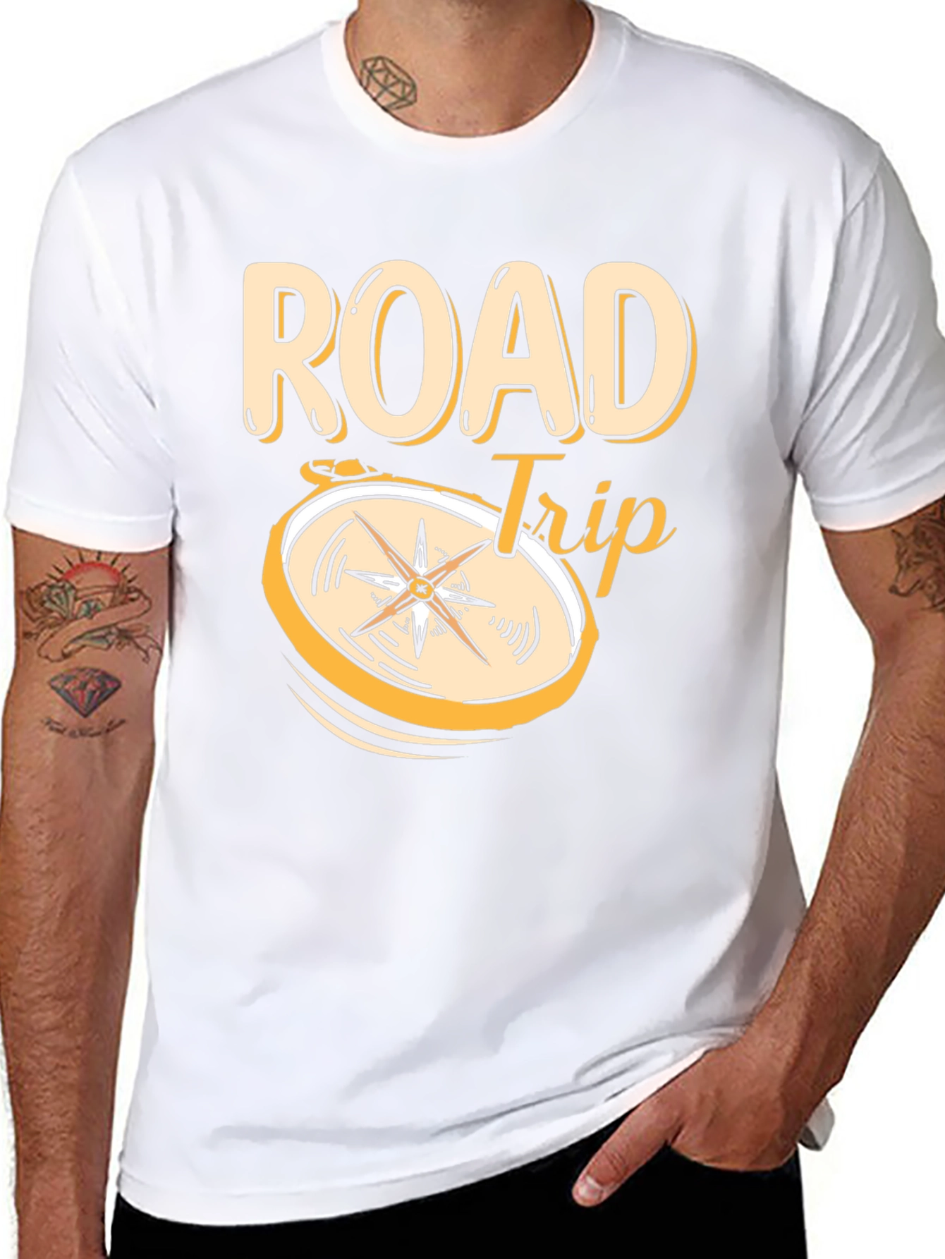 Road Trip Compass Graphic Tee - Black