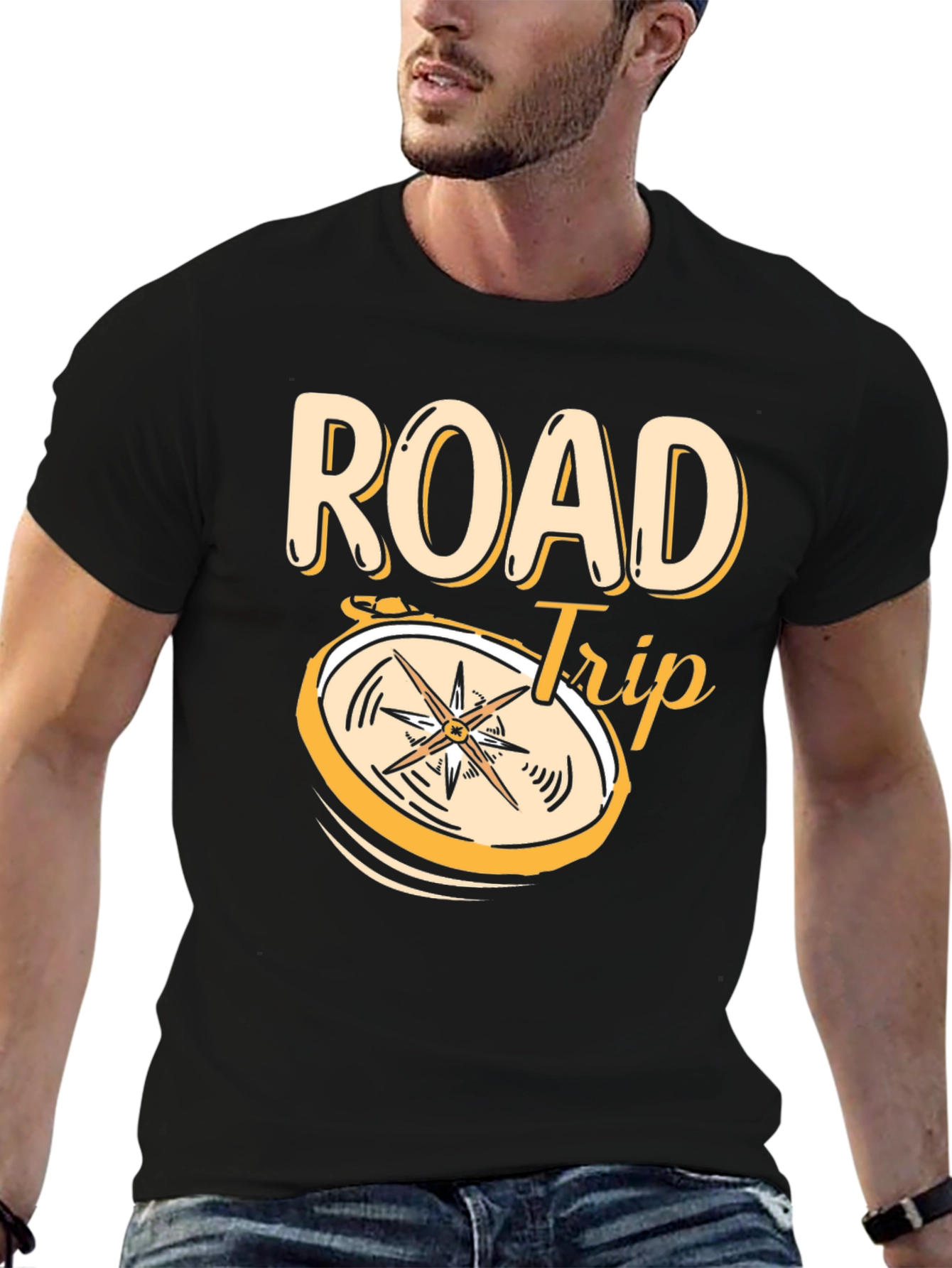 Road Trip Compass Graphic Tee - Black