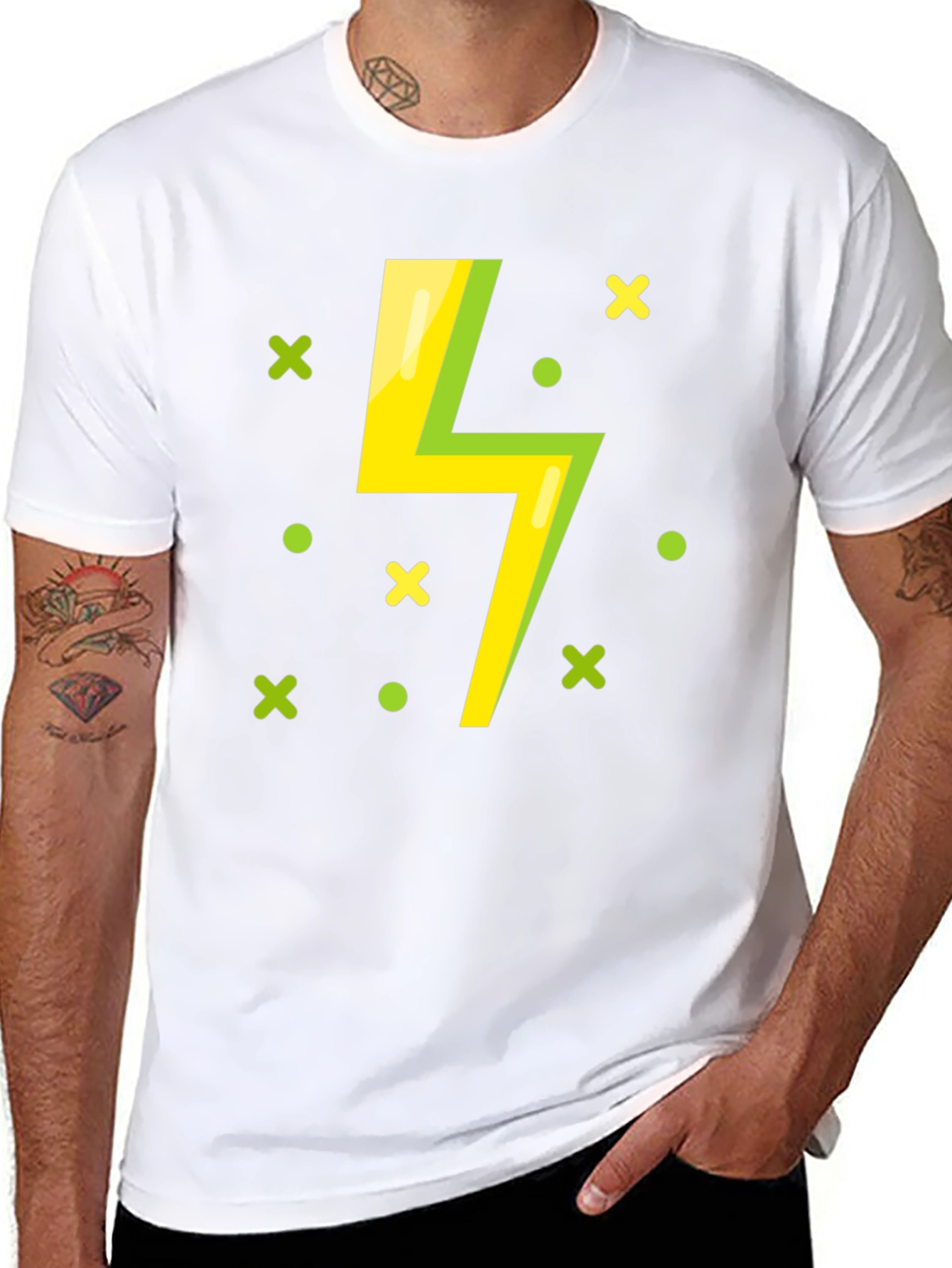 Lightning Bolt Graphic T-Shirt - Black Cotton Tee