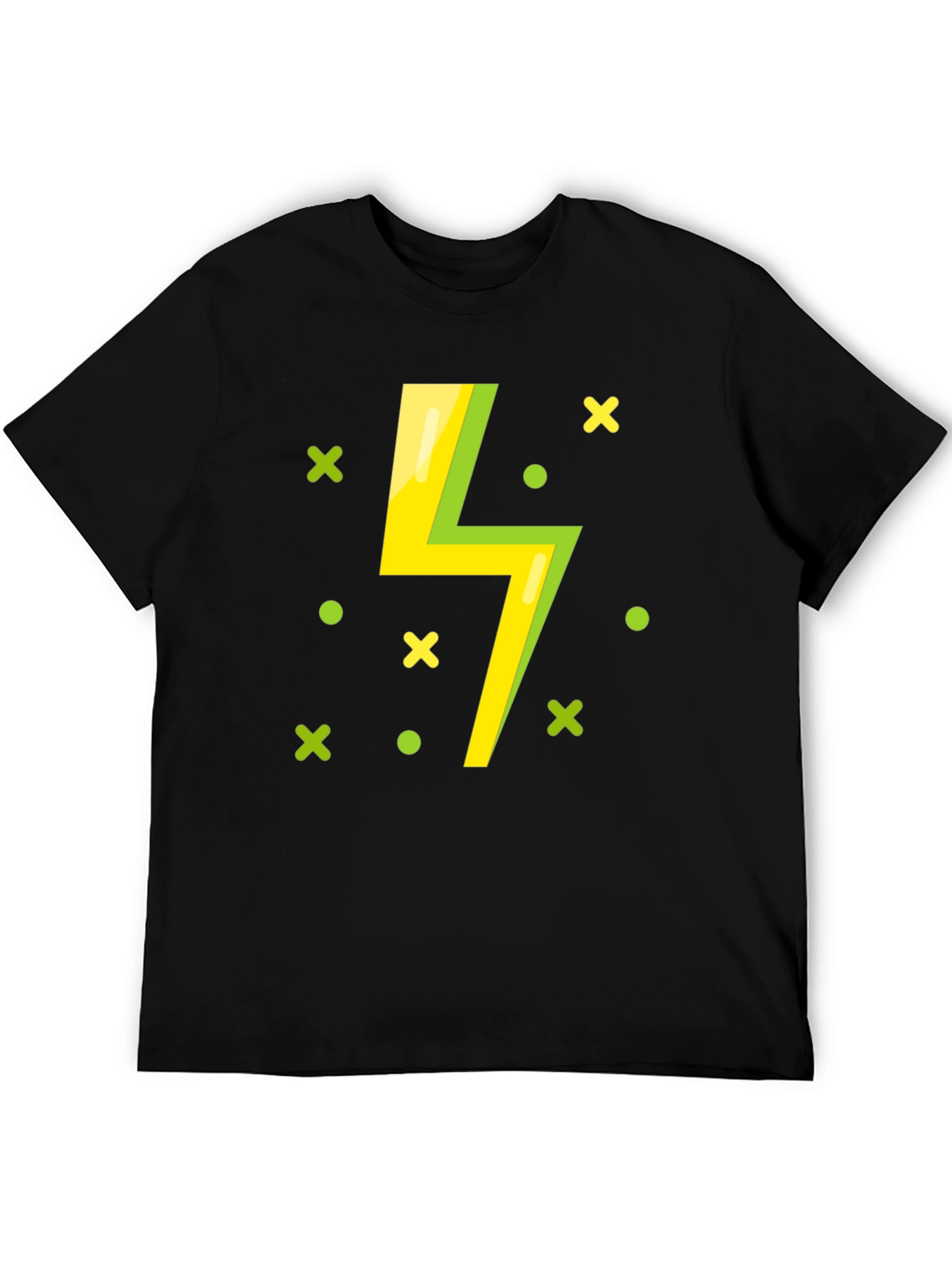 Lightning Bolt Graphic T-Shirt - Black Cotton Tee