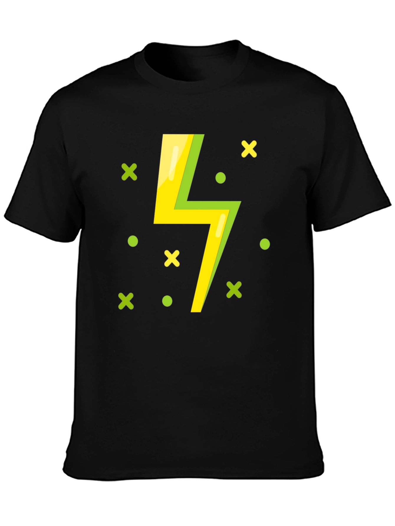 Lightning Bolt Graphic T-Shirt - Black Cotton Tee