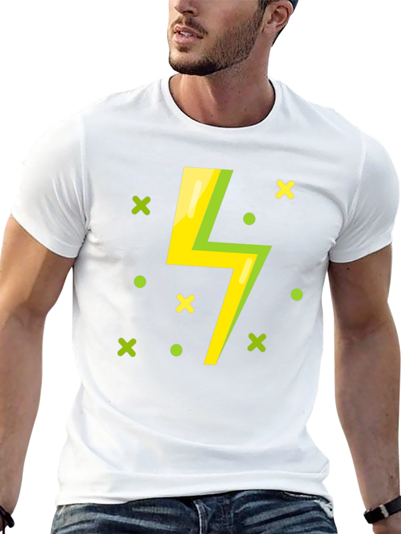 Lightning Bolt Graphic T-Shirt - Black Cotton Tee