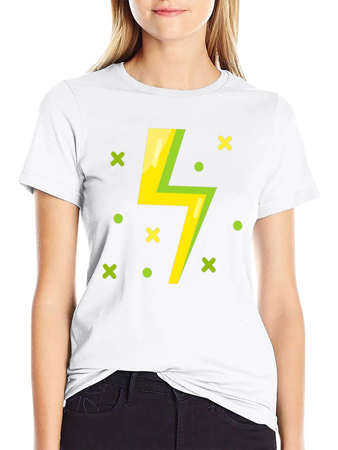 Lightning Bolt Graphic T-Shirt - Black Cotton Tee