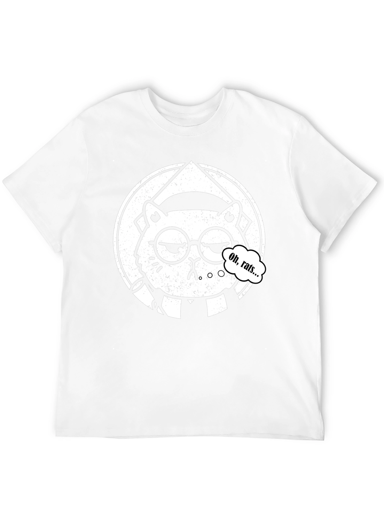 Oh Rats! Black T-Shirt with Cartoon Cat