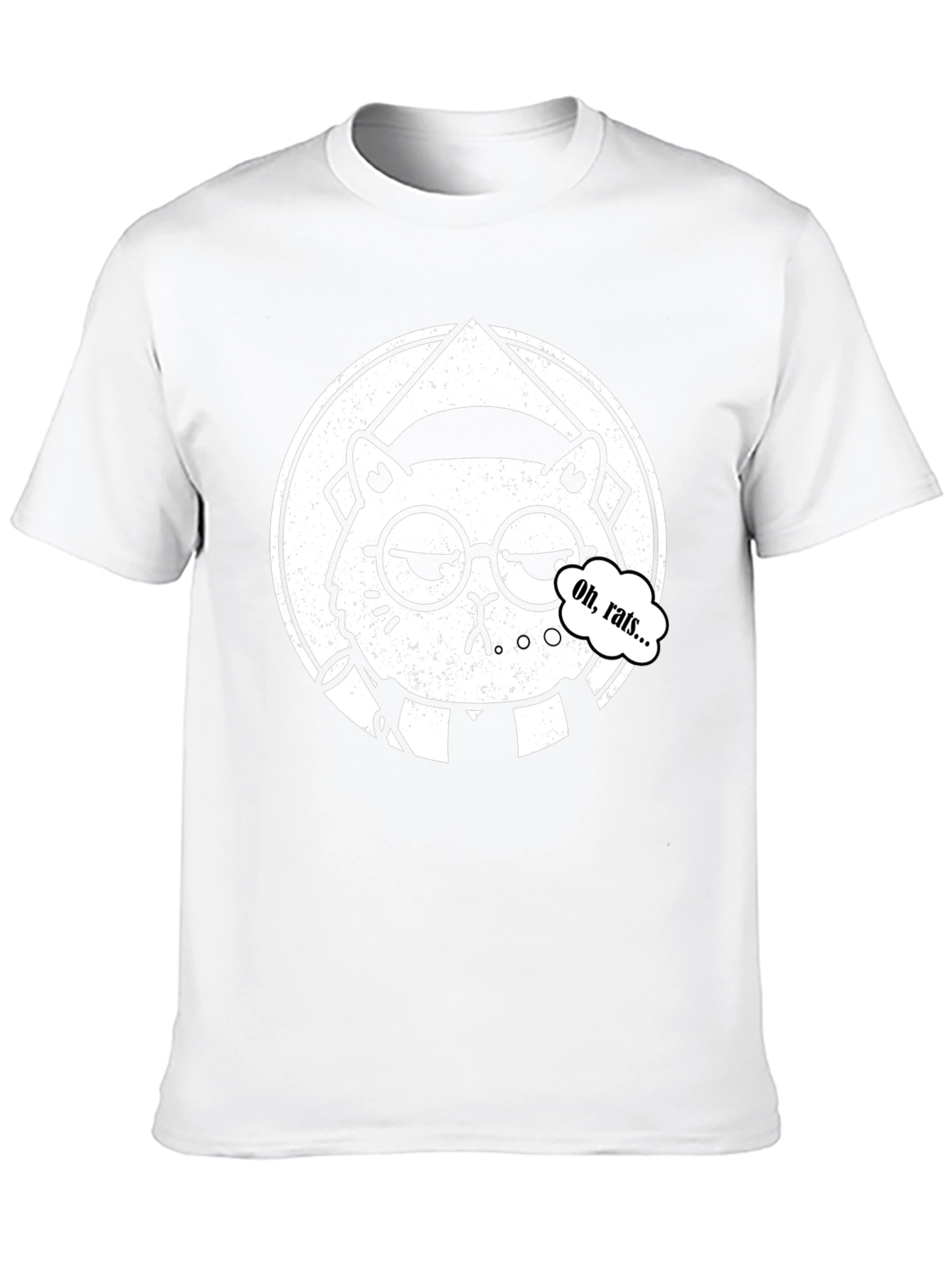 Oh Rats! Black T-Shirt with Cartoon Cat