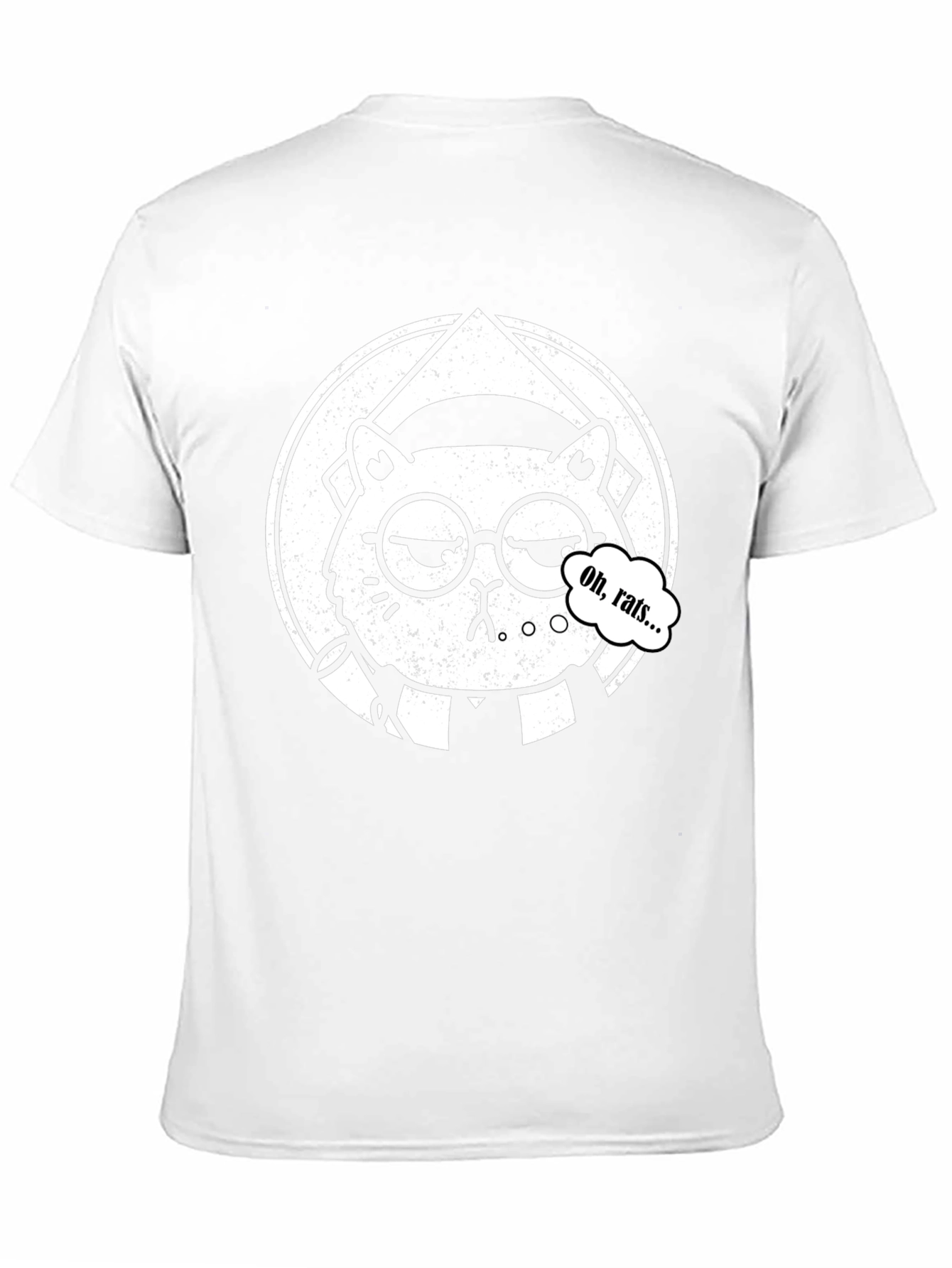Oh Rats! Black T-Shirt with Cartoon Cat