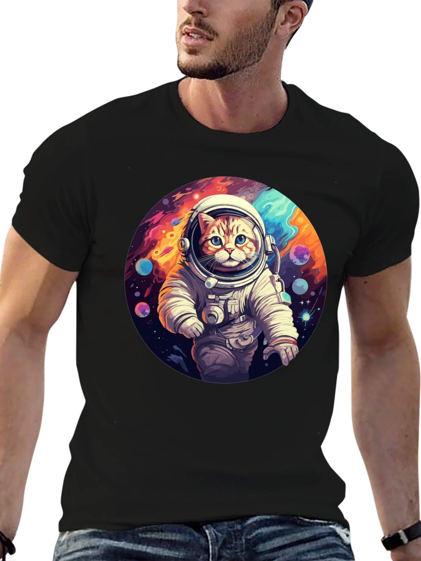 Cosmic Cat Astronaut T-Shirt - Galaxy Adventure!