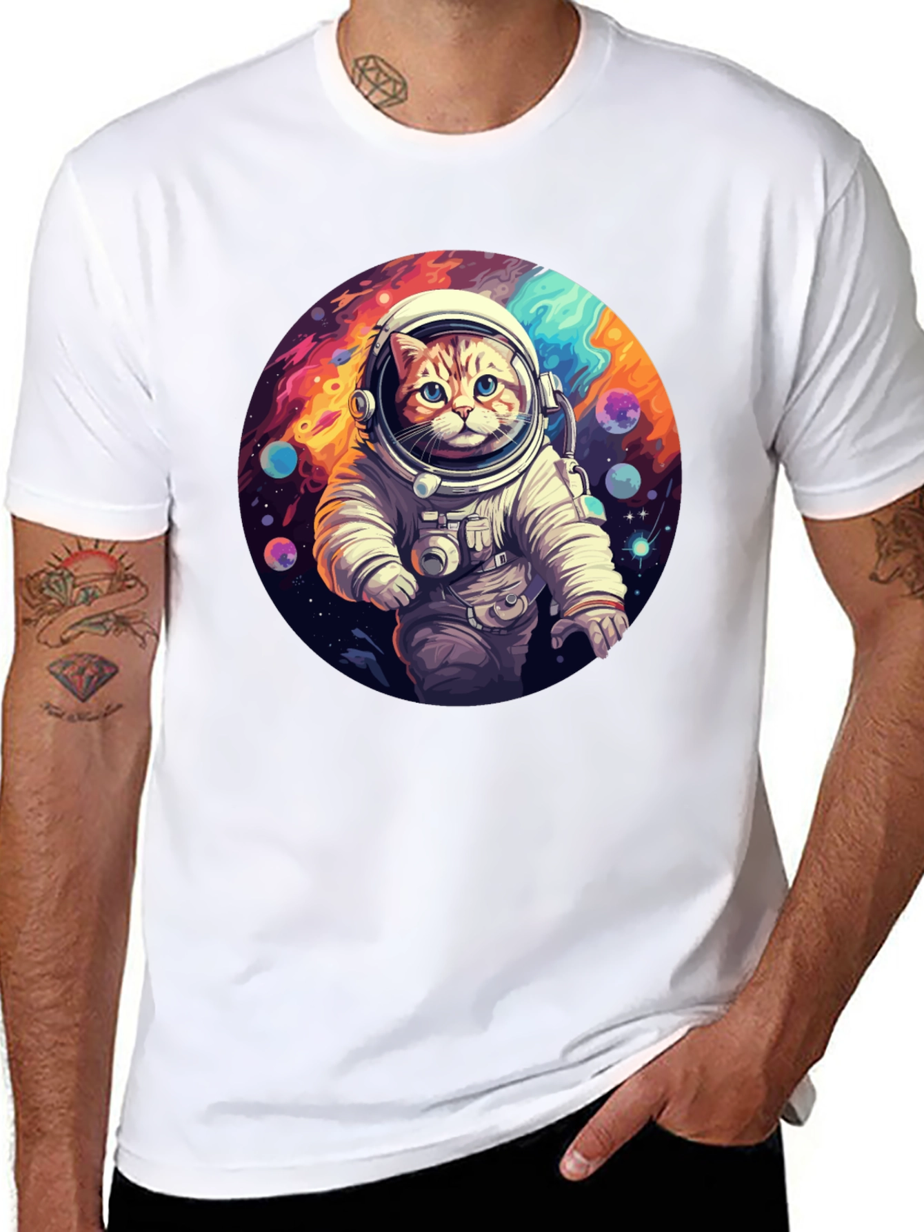 Cosmic Cat Astronaut T-Shirt - Galaxy Adventure!