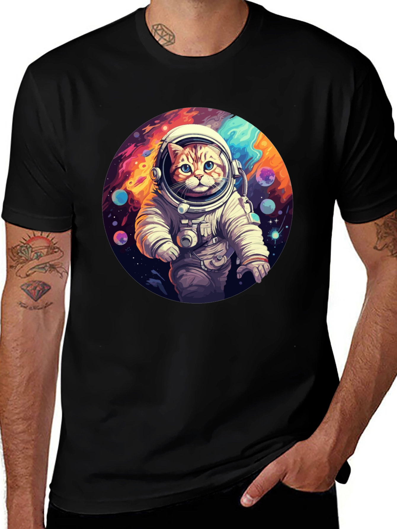 Cosmic Cat Astronaut T-Shirt - Galaxy Adventure!