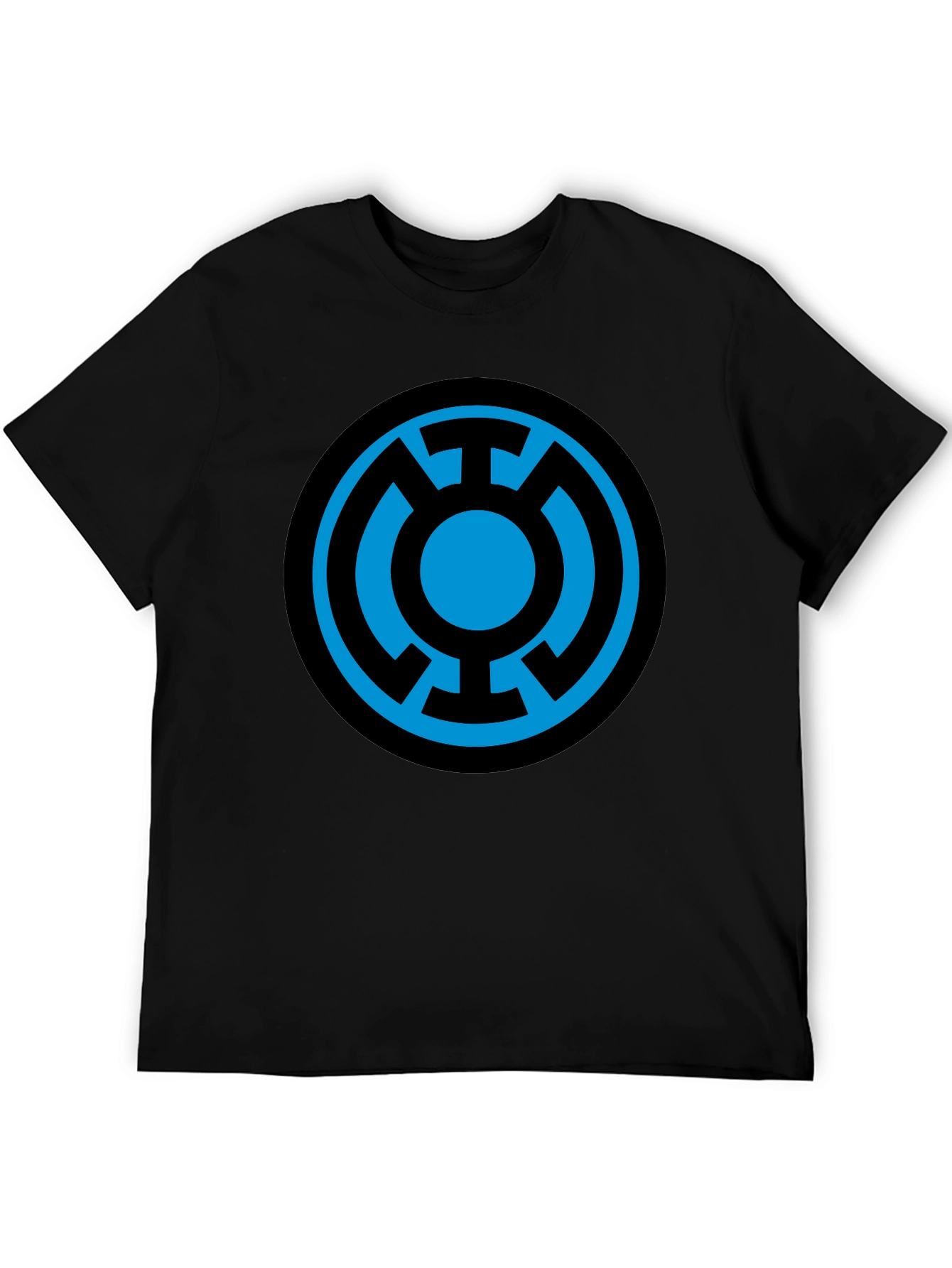 Blue Lantern Symbol Black T-Shirt