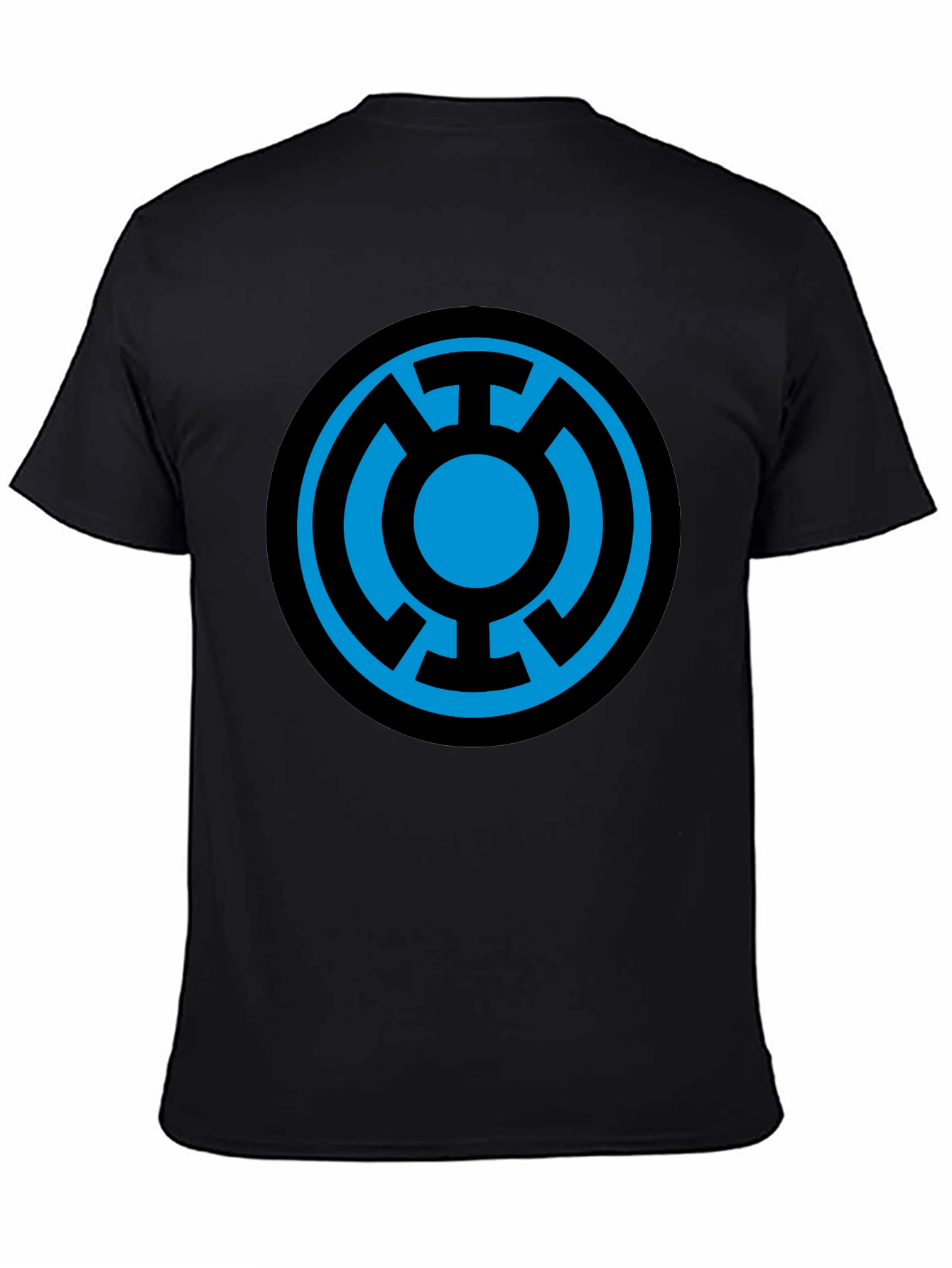 Blue Lantern Symbol Black T-Shirt