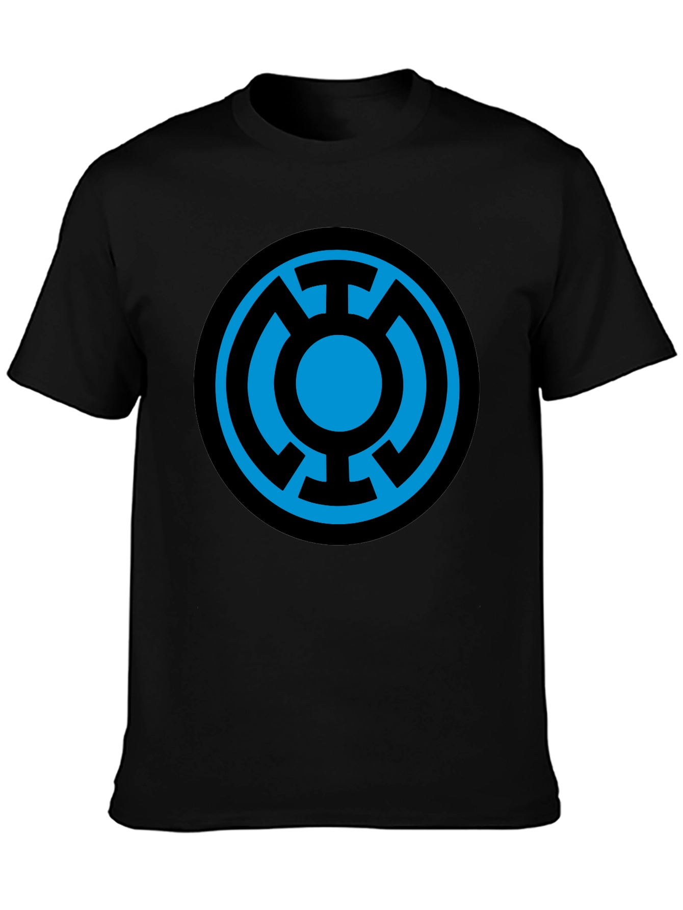 Blue Lantern Symbol Black T-Shirt