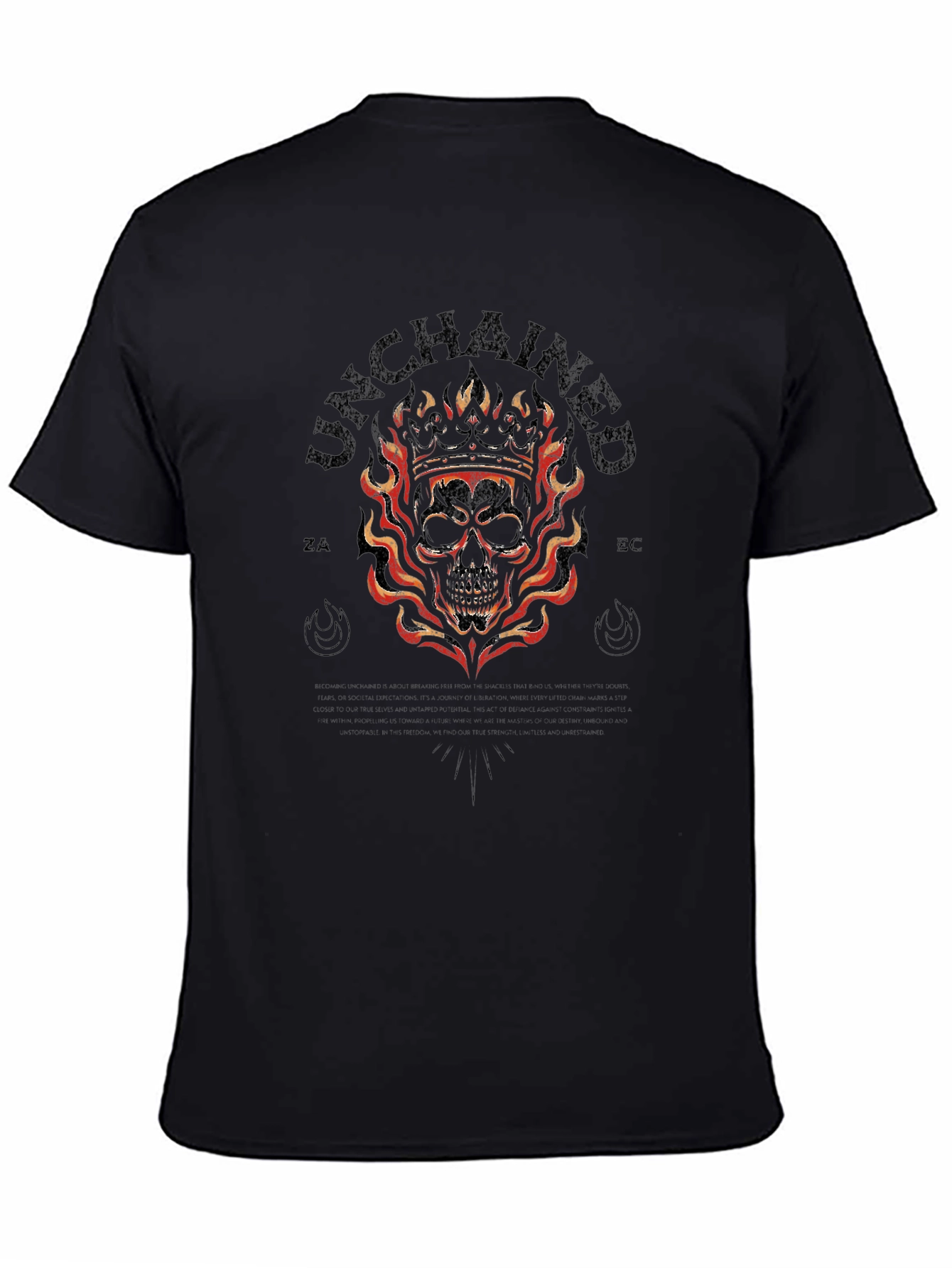 Unchained Skull Graphic Print Black T-Shirt
