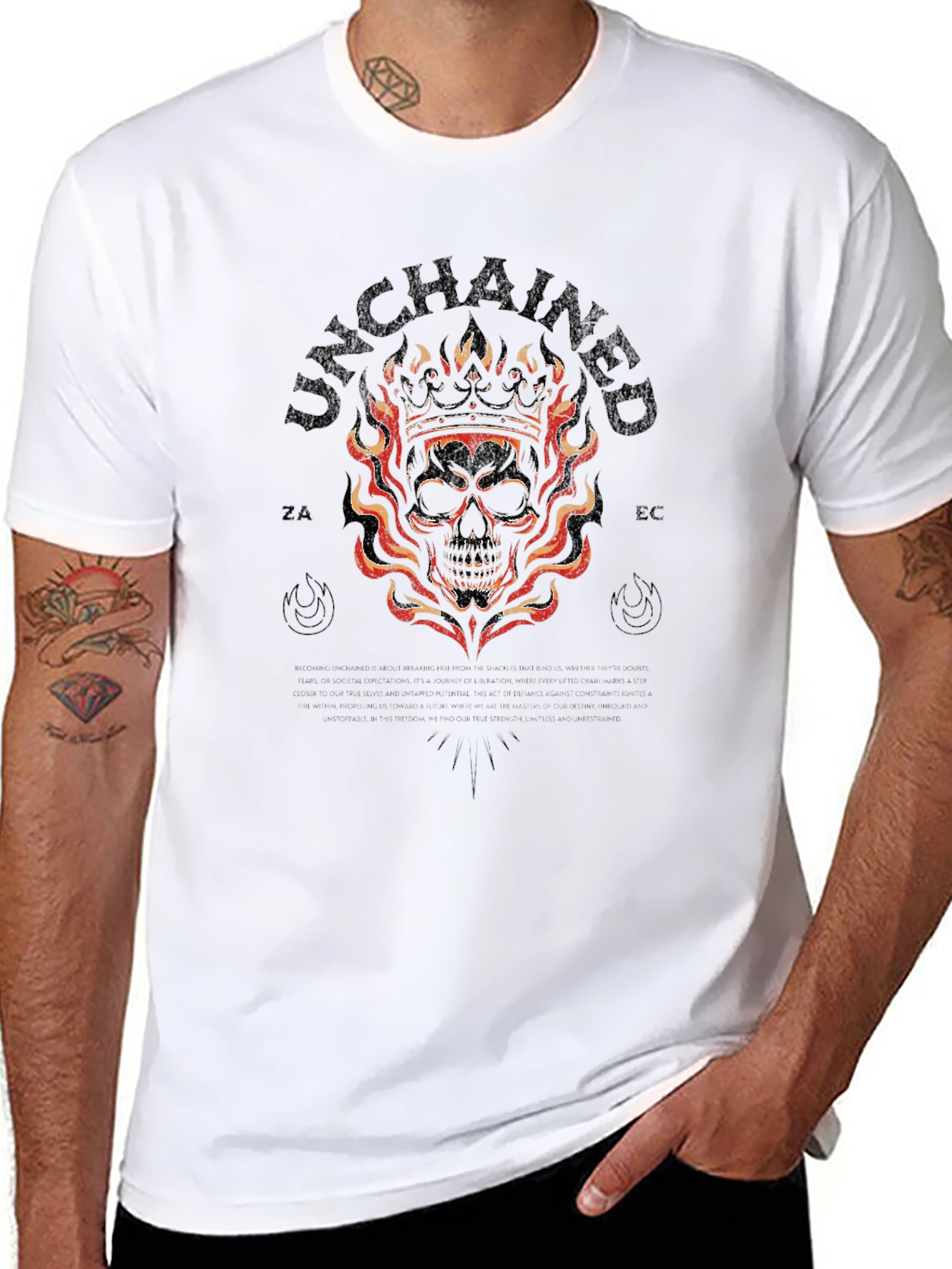 Unchained Skull Graphic Print Black T-Shirt