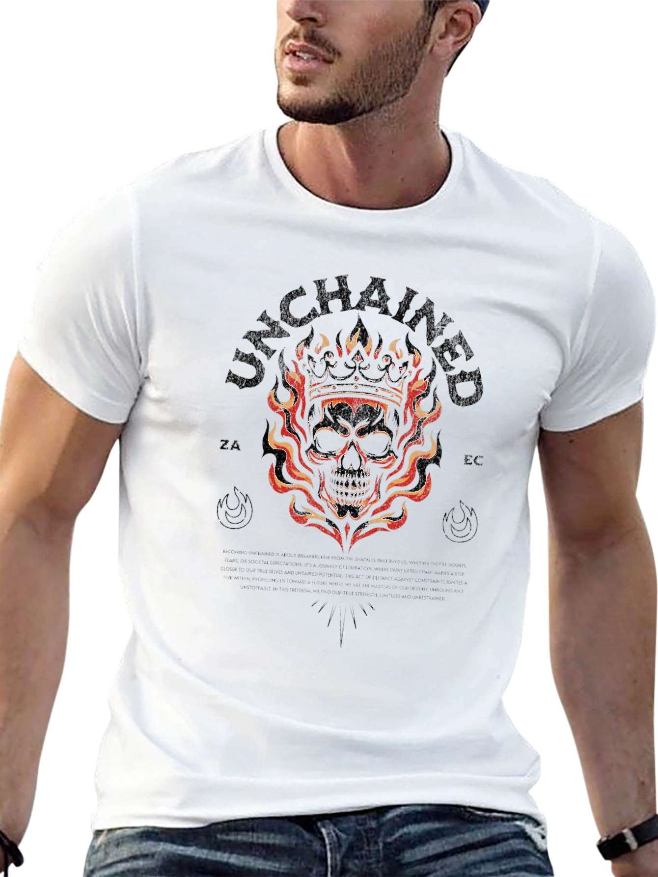 Unchained Skull Graphic Print Black T-Shirt