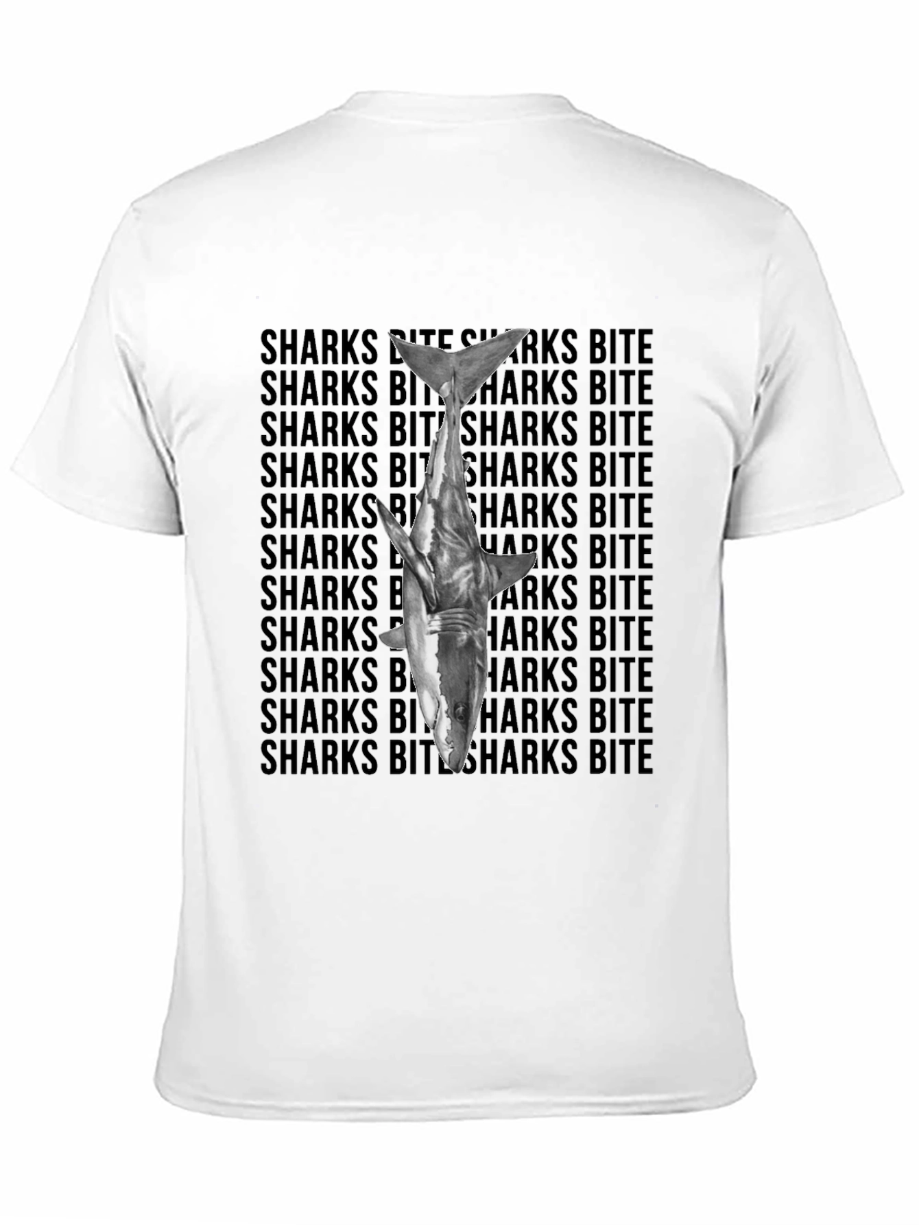 Shark Bite Graphic Tee - Black Cotton T-Shirt