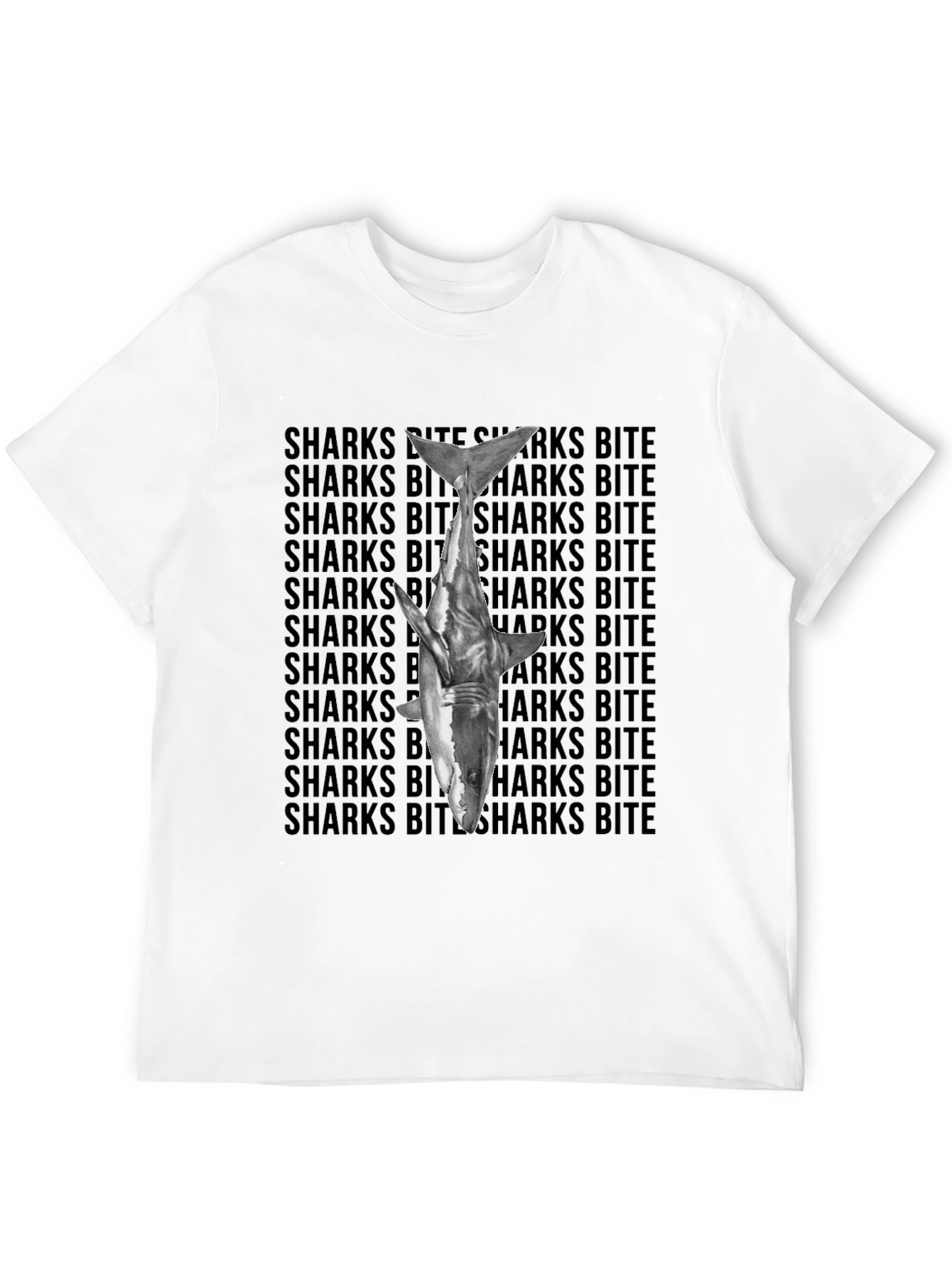 Shark Bite Graphic Tee - Black Cotton T-Shirt