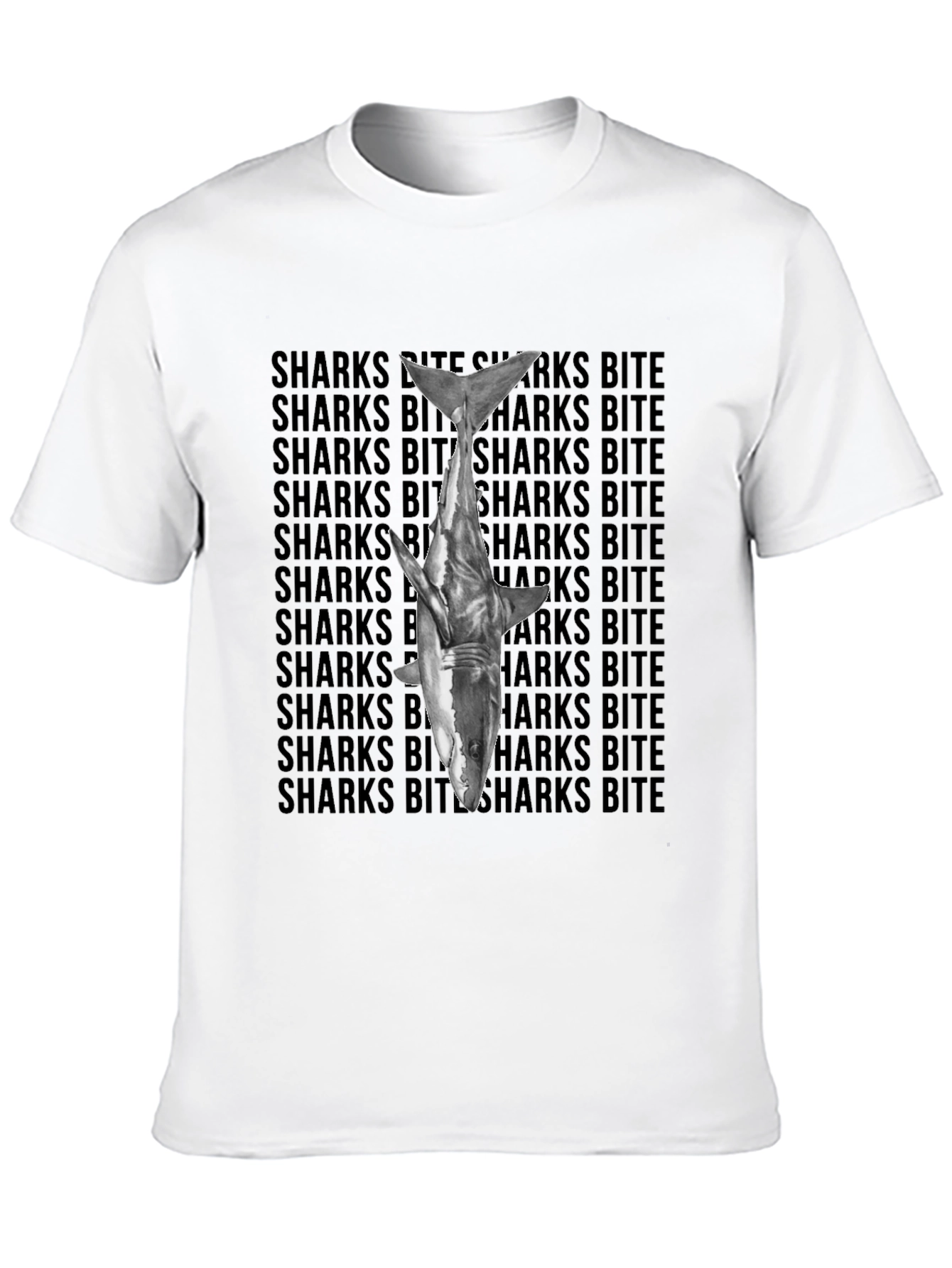 Shark Bite Graphic Tee - Black Cotton T-Shirt