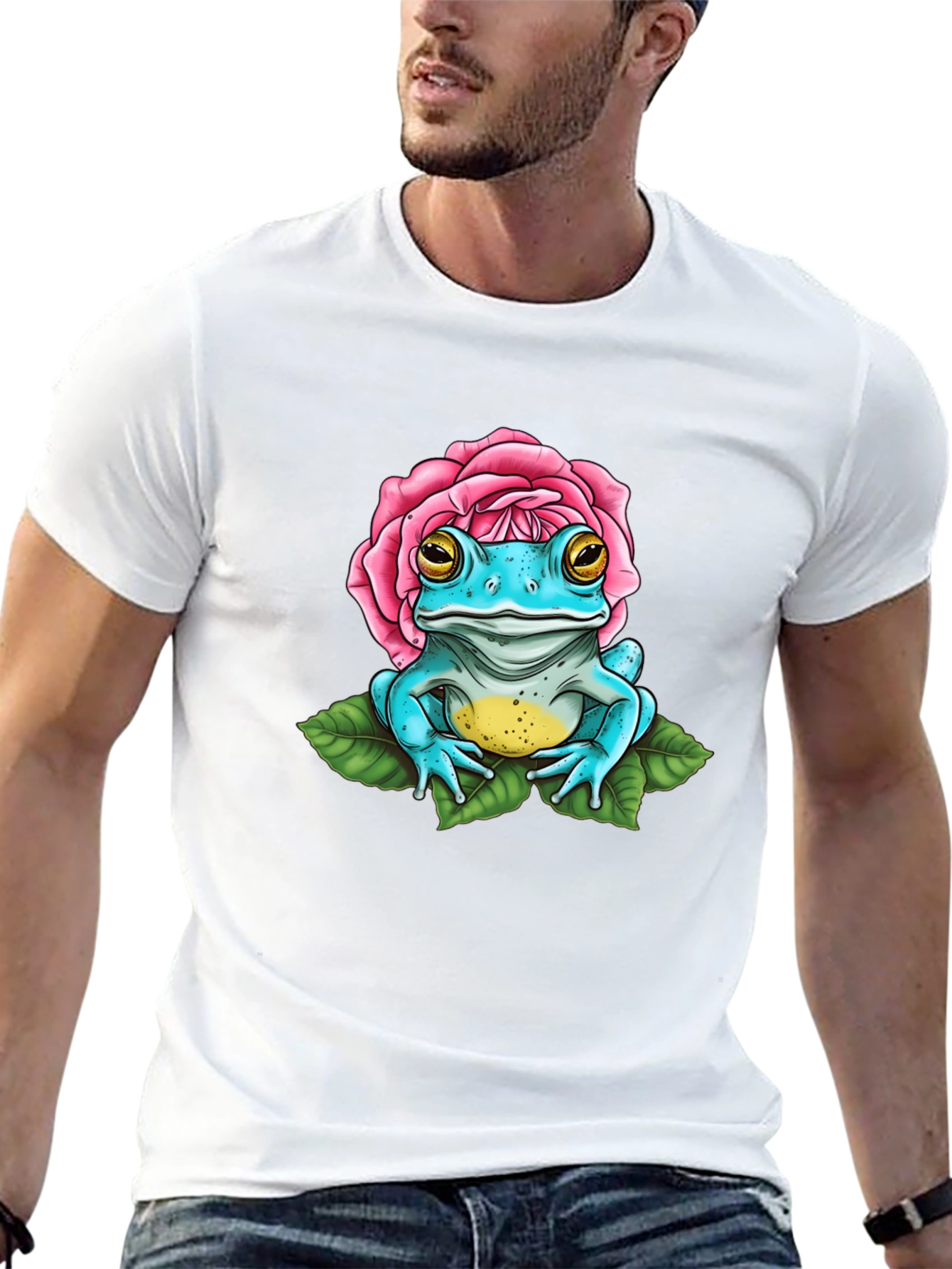 Frog in Rose T-Shirt - Quirky Graphic Tee
