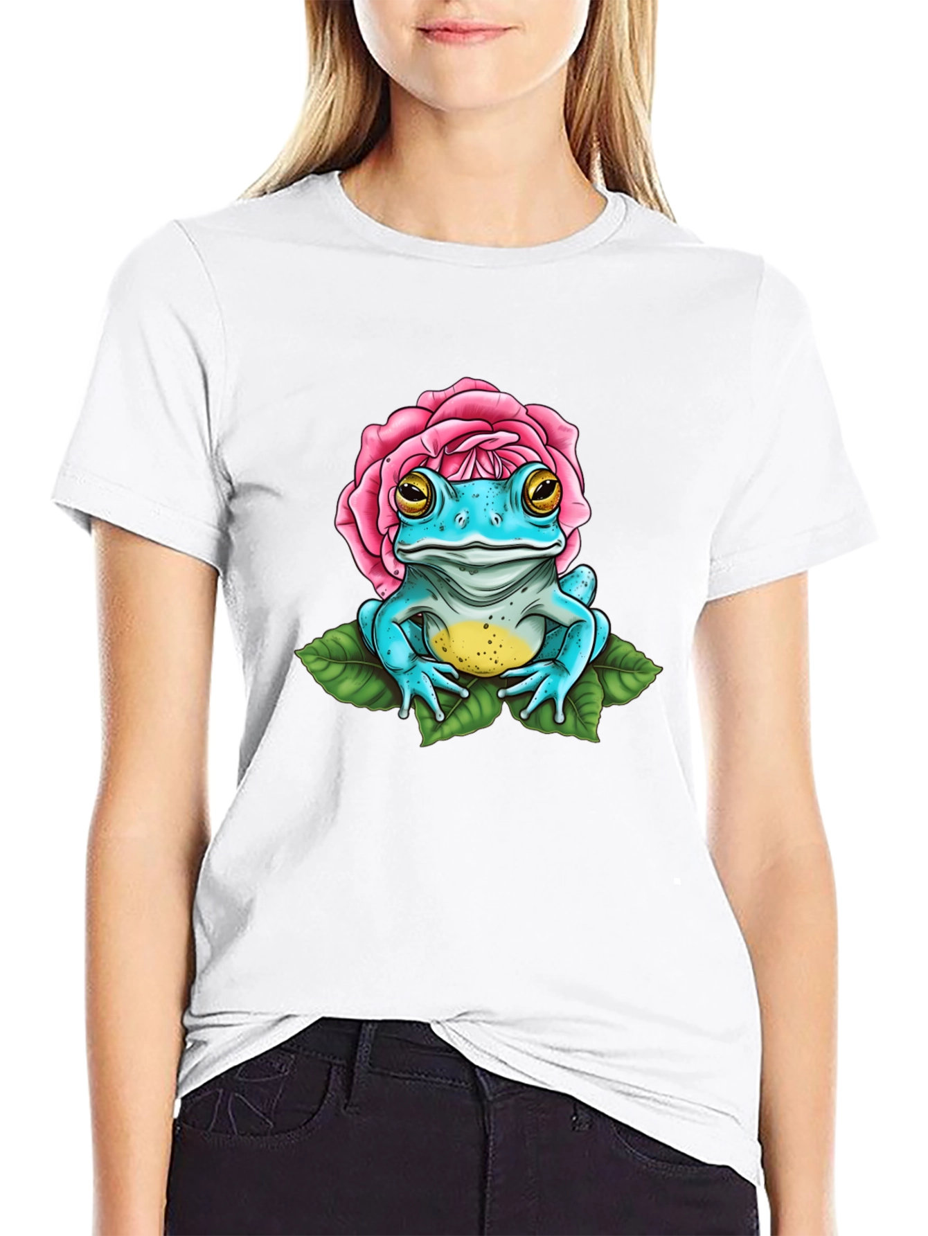 Frog in Rose T-Shirt - Quirky Graphic Tee