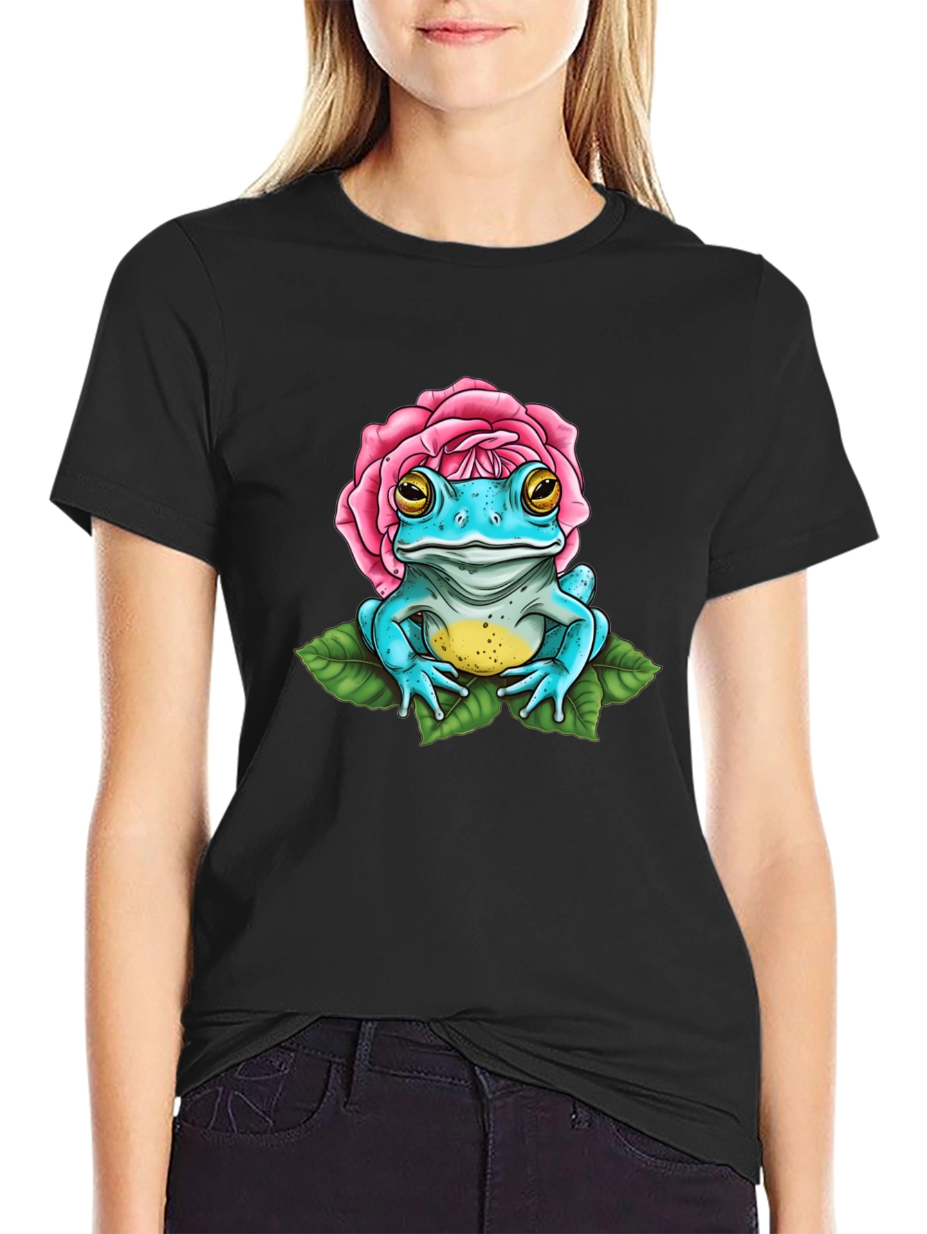 Frog in Rose T-Shirt - Quirky Graphic Tee