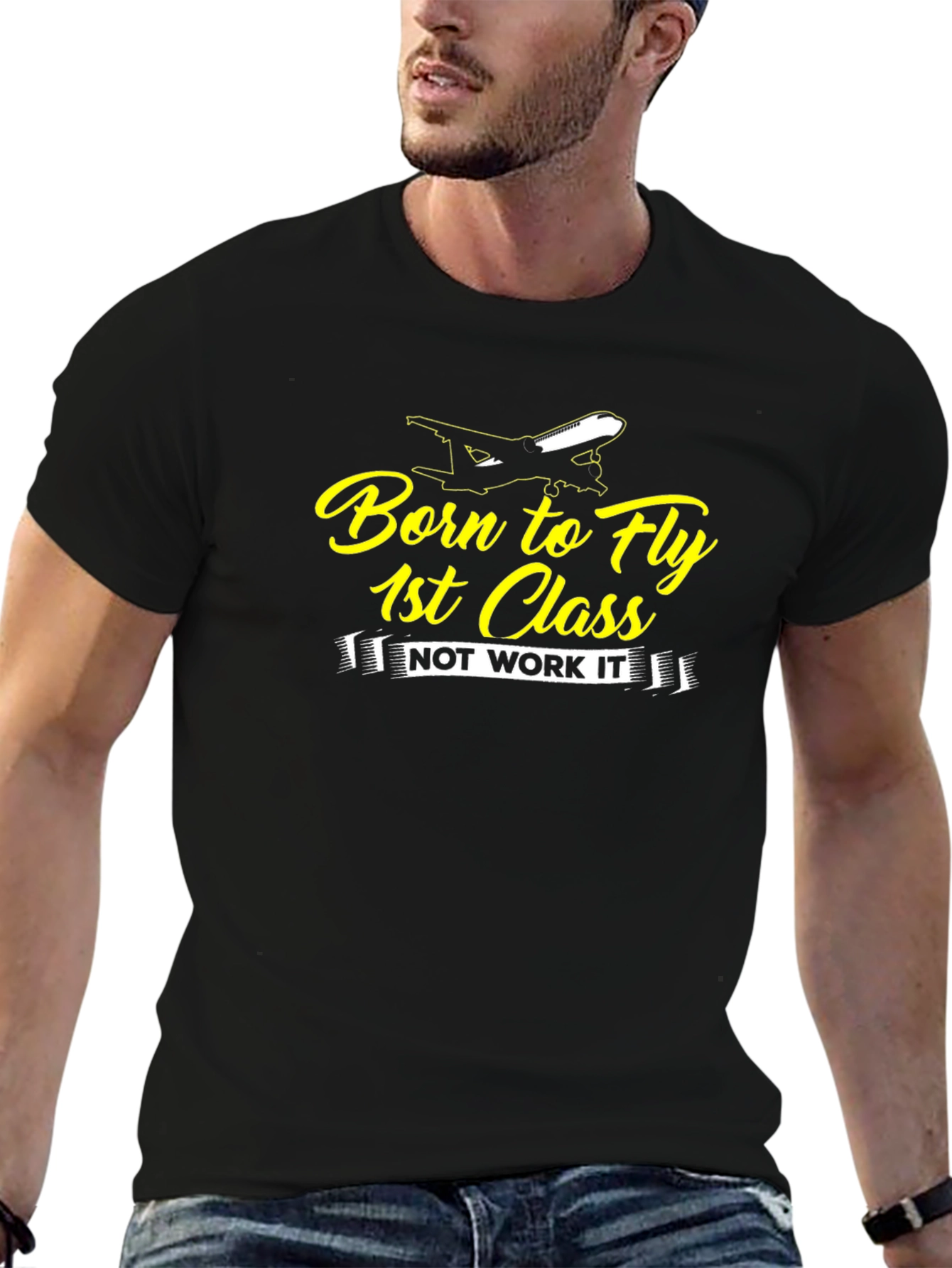 Born to Fly 1st Class Black Graphic Tee