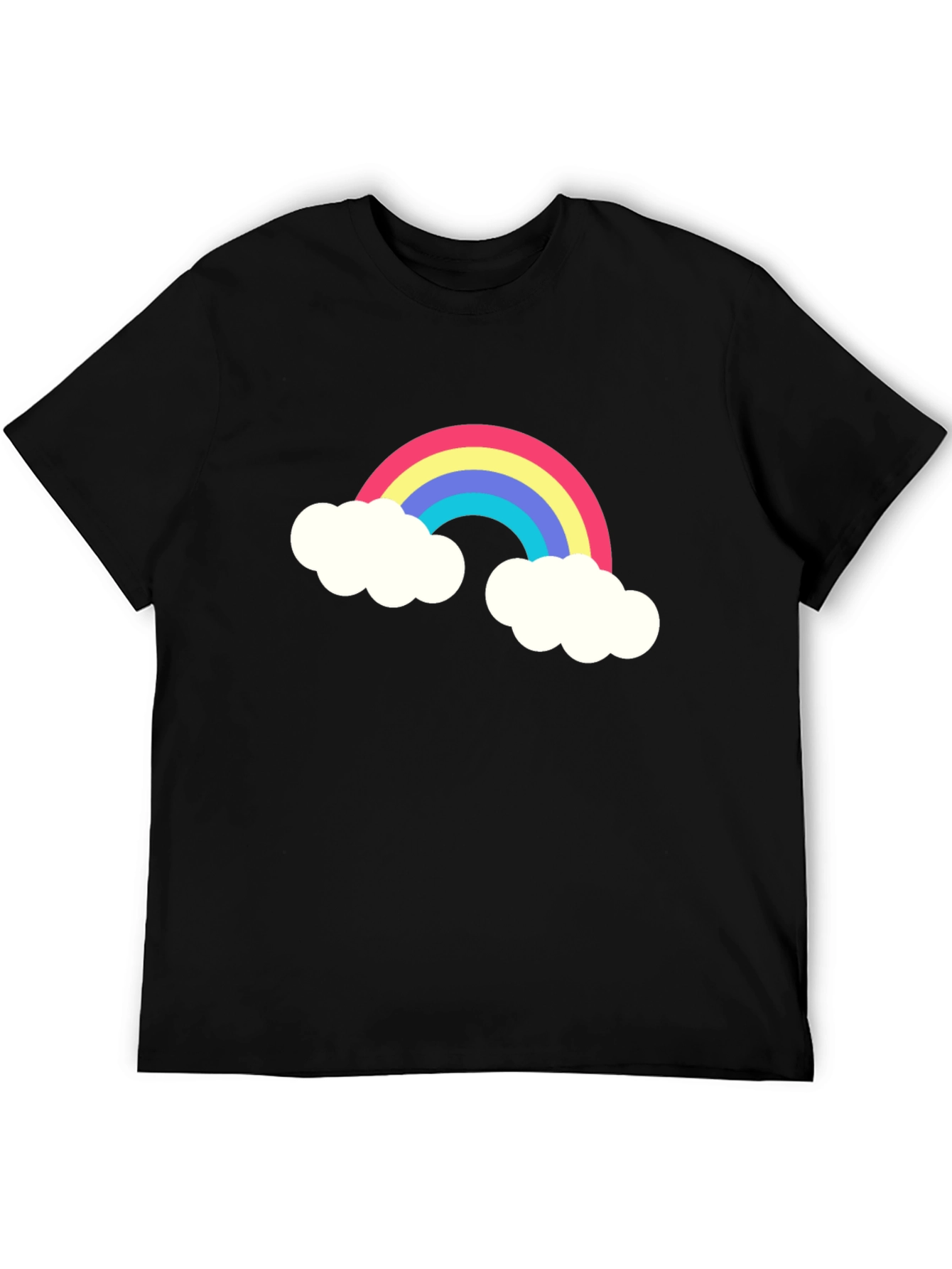 Rainbow Cloud Graphic Tee - Black Cotton T-Shirt