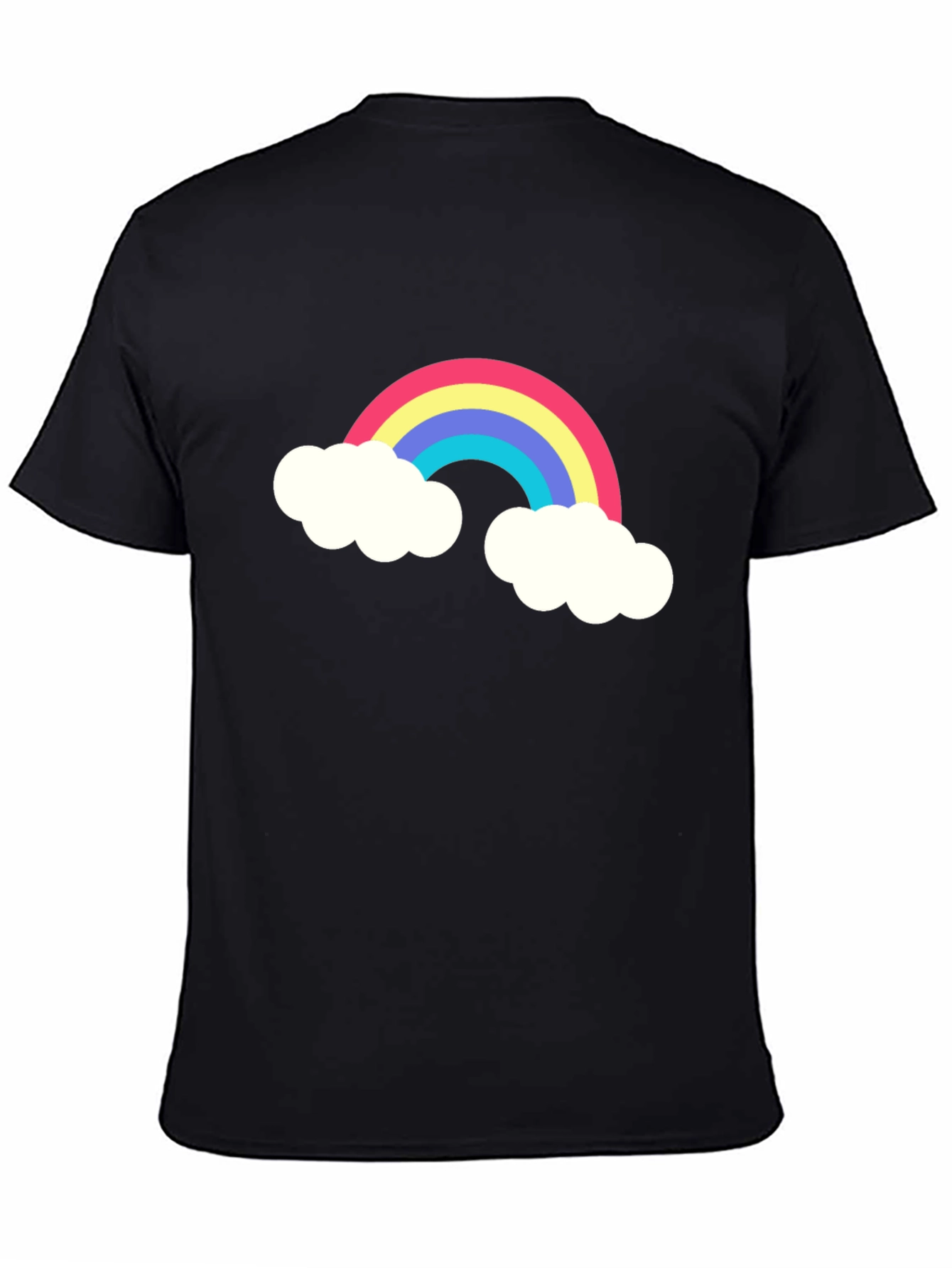 Rainbow Cloud Graphic Tee - Black Cotton T-Shirt