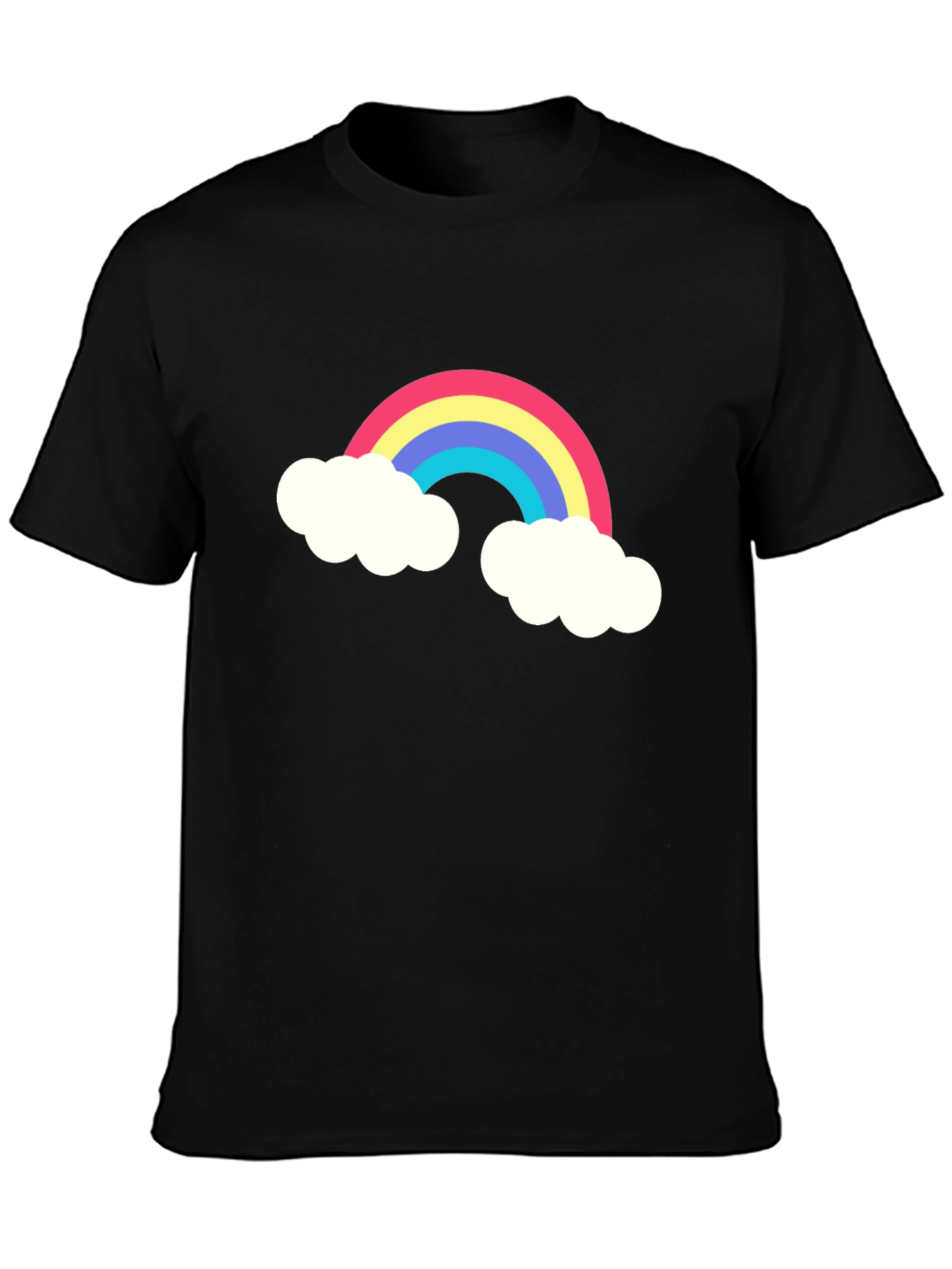 Rainbow Cloud Graphic Tee - Black Cotton T-Shirt