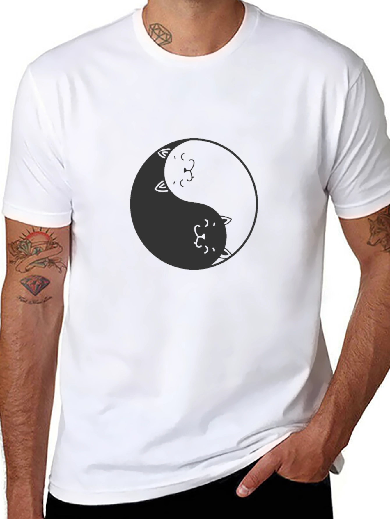 Yin Yang Cat T-Shirt - Soft Cotton Blend