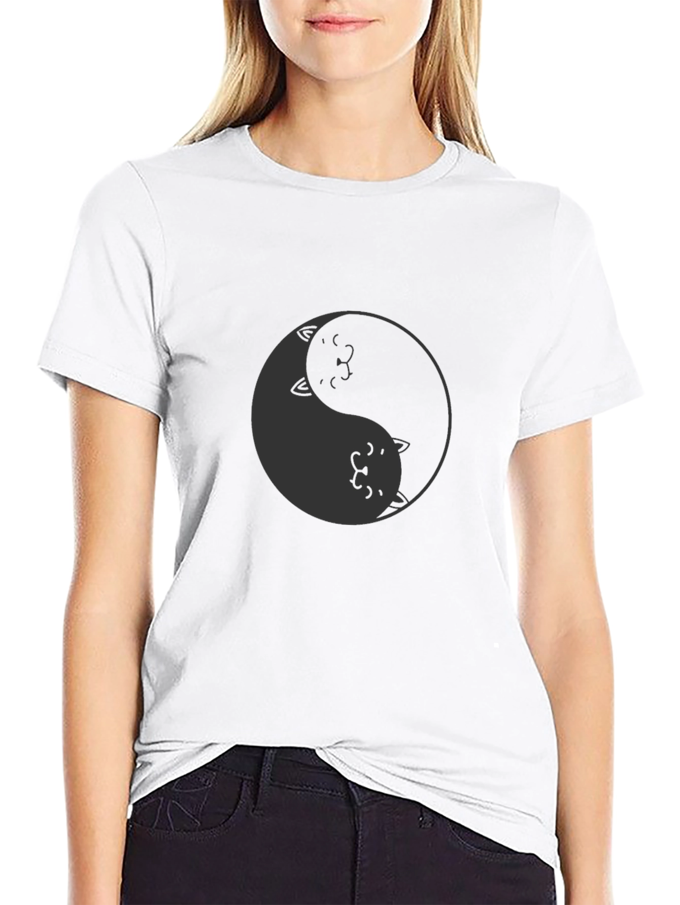 Yin Yang Cat T-Shirt - Soft Cotton Blend