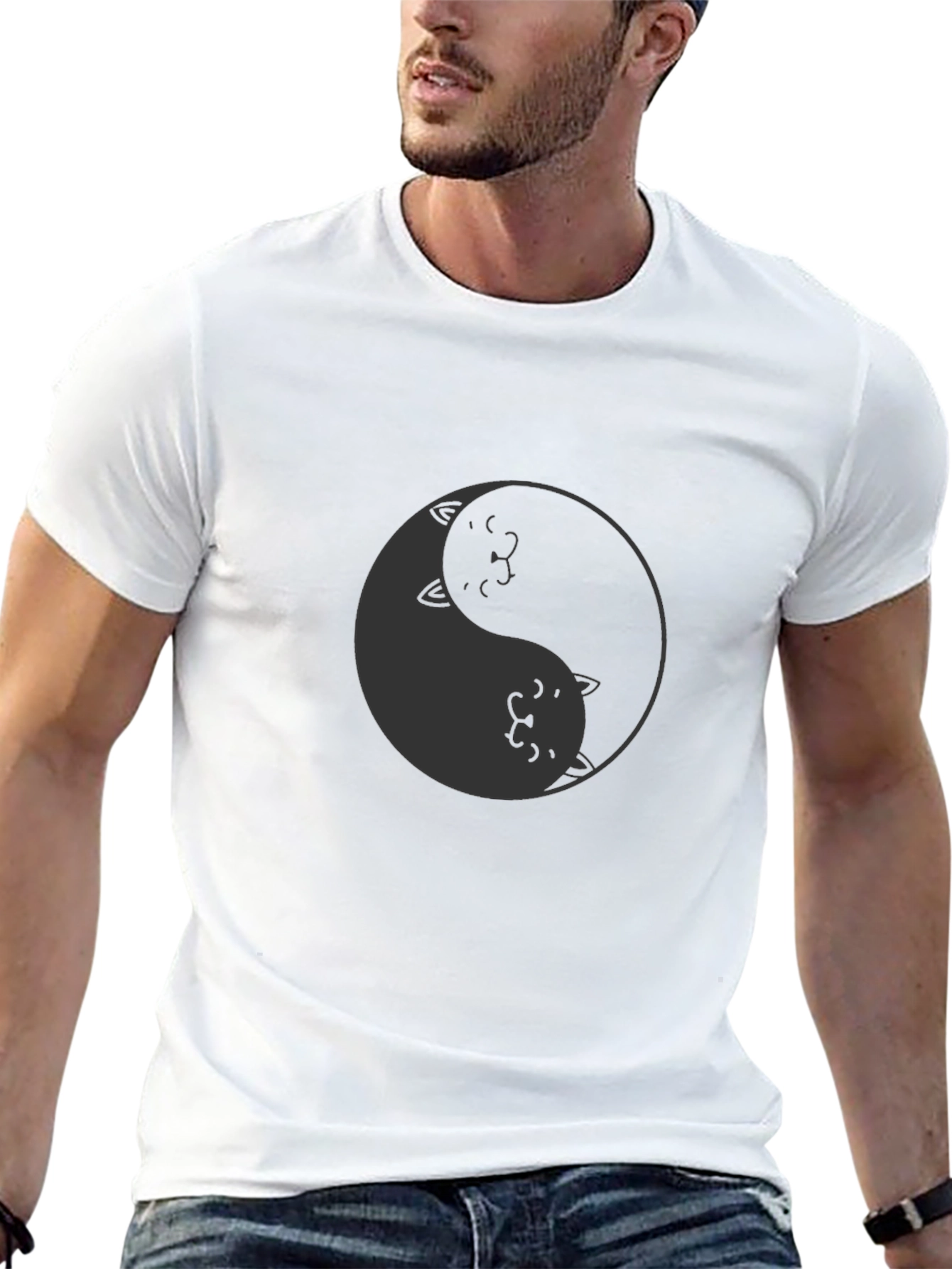 Yin Yang Cat T-Shirt - Soft Cotton Blend