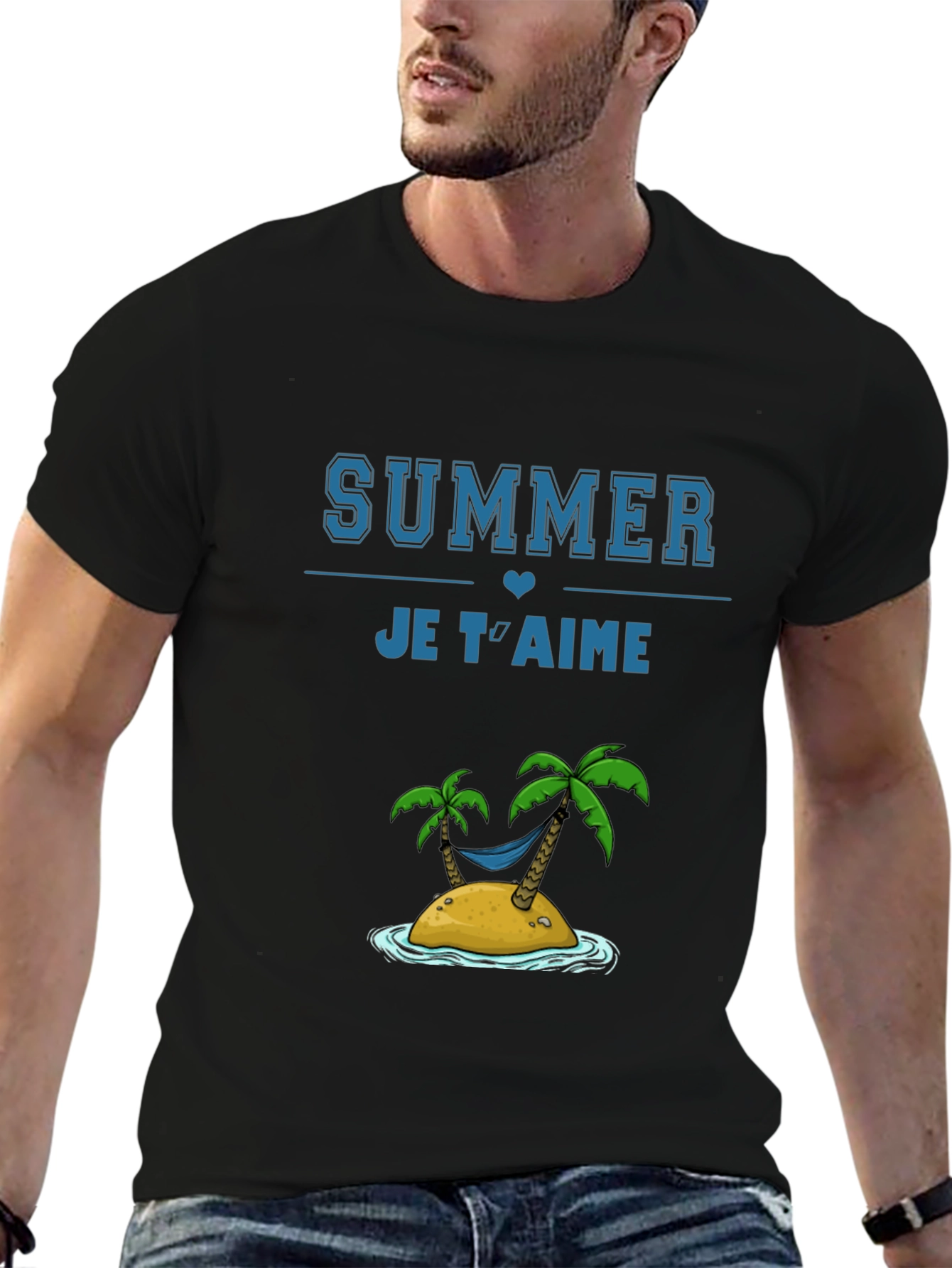 Summer Je Taime Graphic Tee - Black Cotton T-Shirt