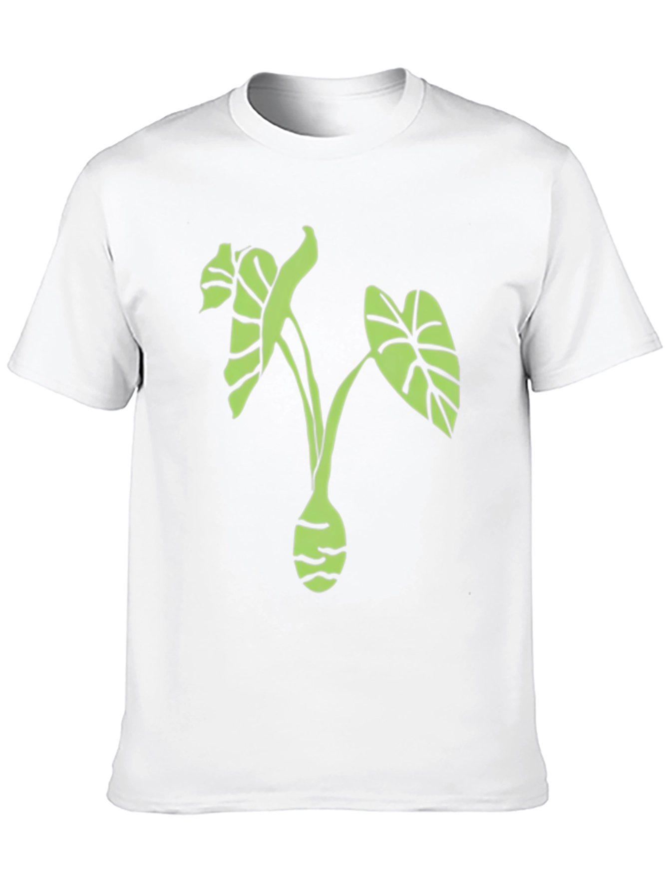 Black T-Shirt with Green Plant Design