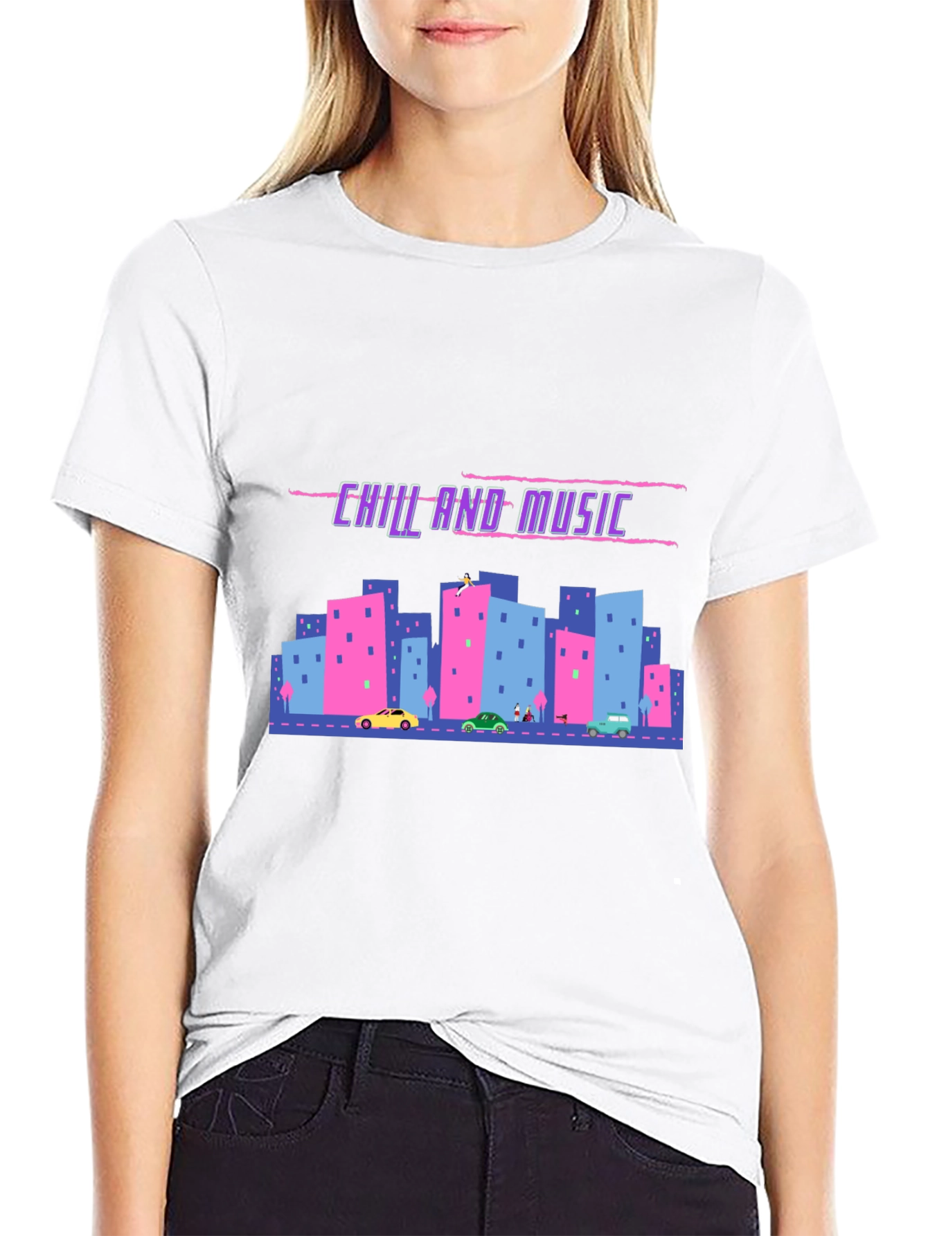Chill and Music Graphic Tee - Black Cotton T-Shirt